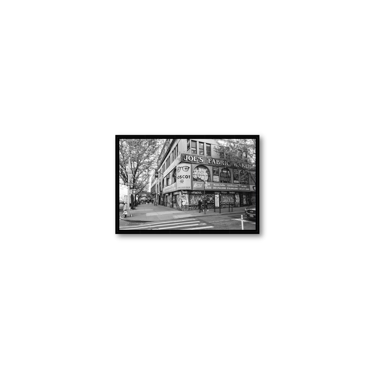 Wall Poetry New York NYC Black & White wall art Small fine art canvas in black float frame