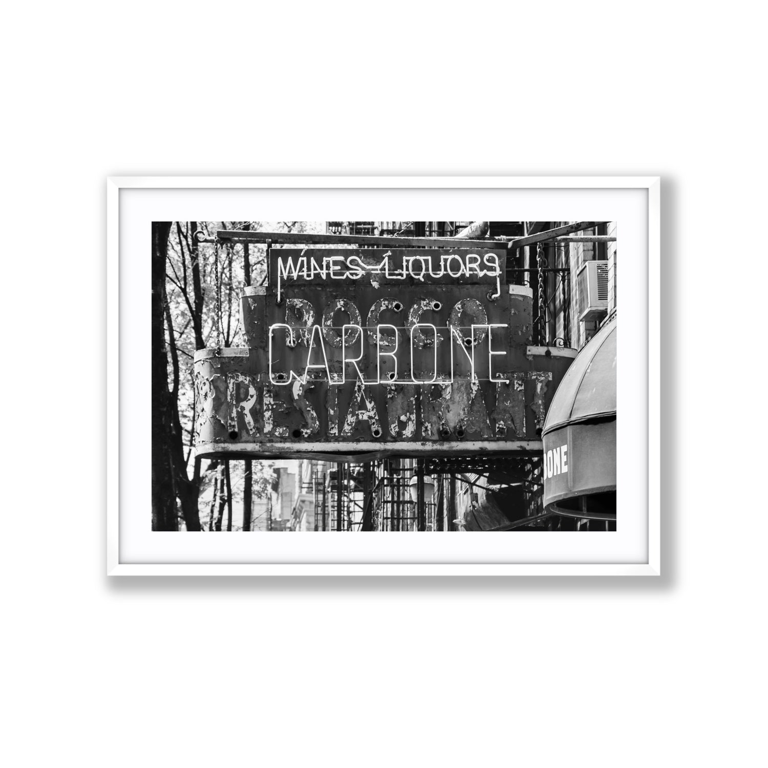 Thompson Street New York NYC Black & White wall art Extra Large fine art print in white frame with matboard