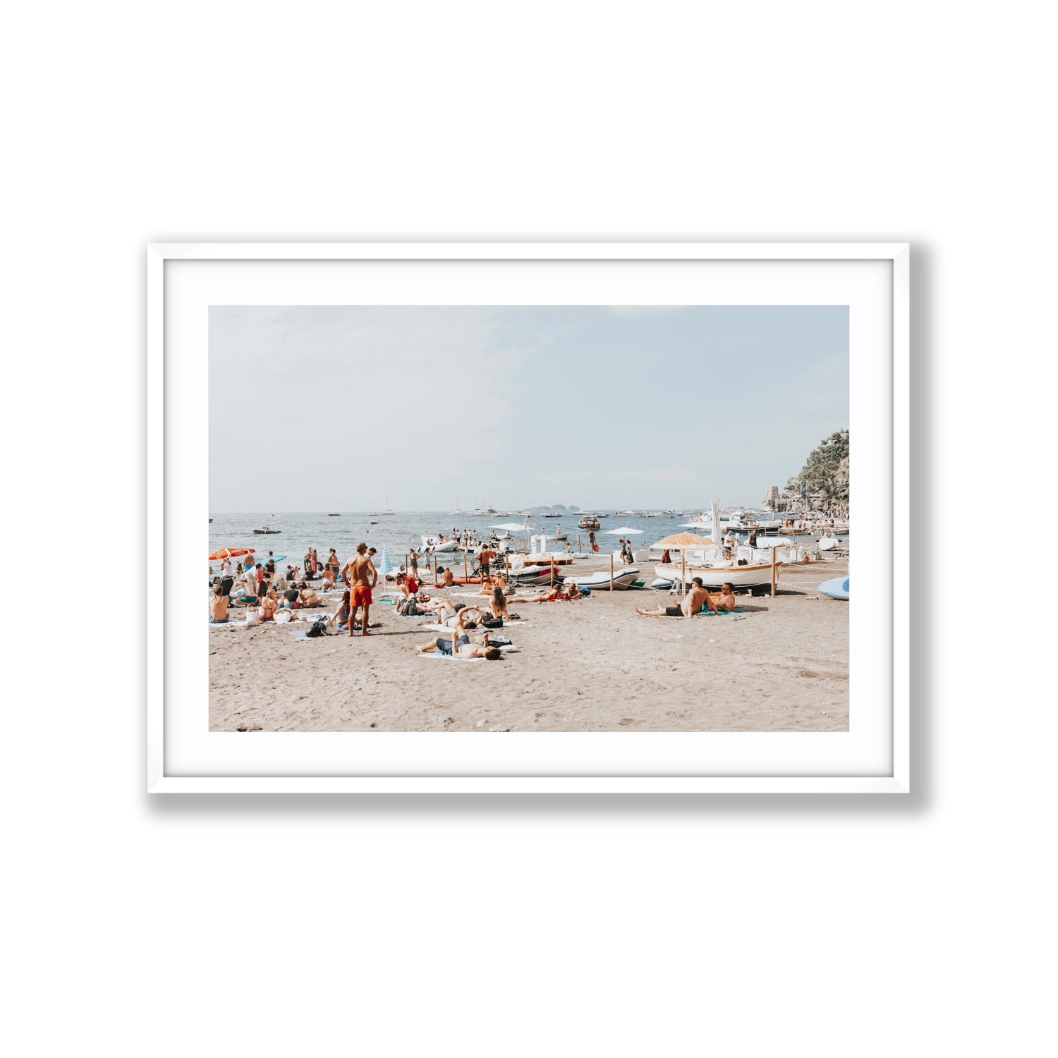 Beachy Vibes fine art print, Positano, Italy, Extra Large, White Frame · Matboard, Fine Art Print