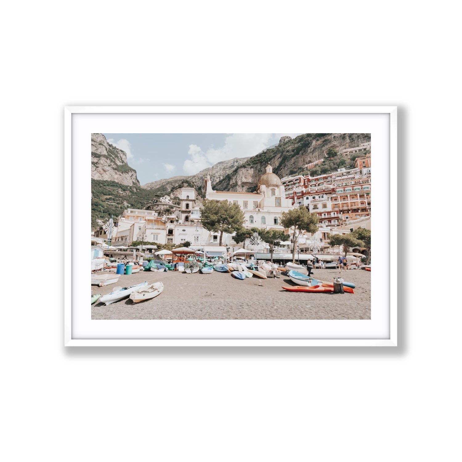 Pastel Paradise fine art print, Positano, Italy, Extra Large, White Frame · Matboard, Fine Art Print