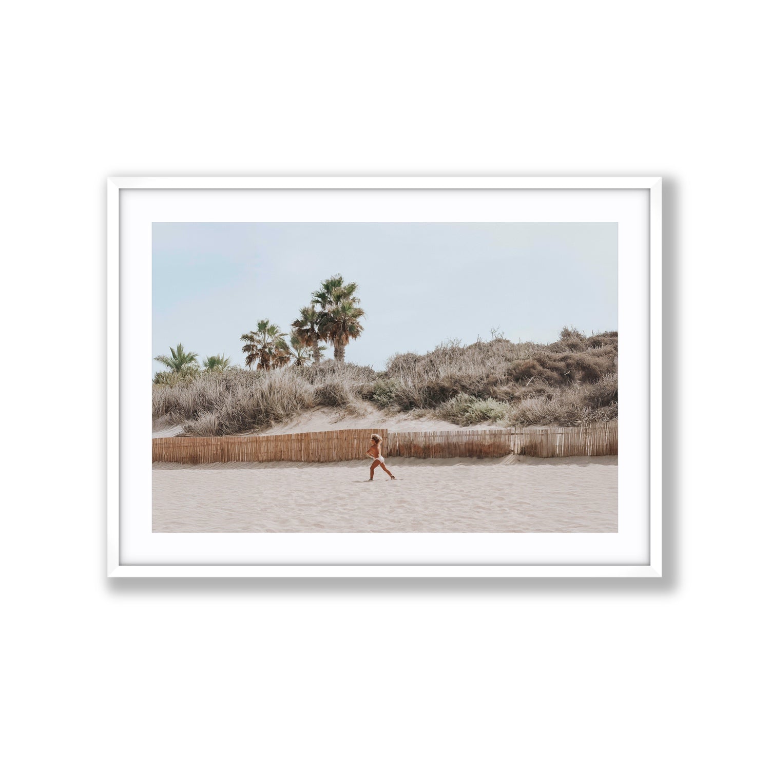 Ragazza Da Spiaggia Puglia beach Italian fine art print Extra Large fine art print in white frame with matboard