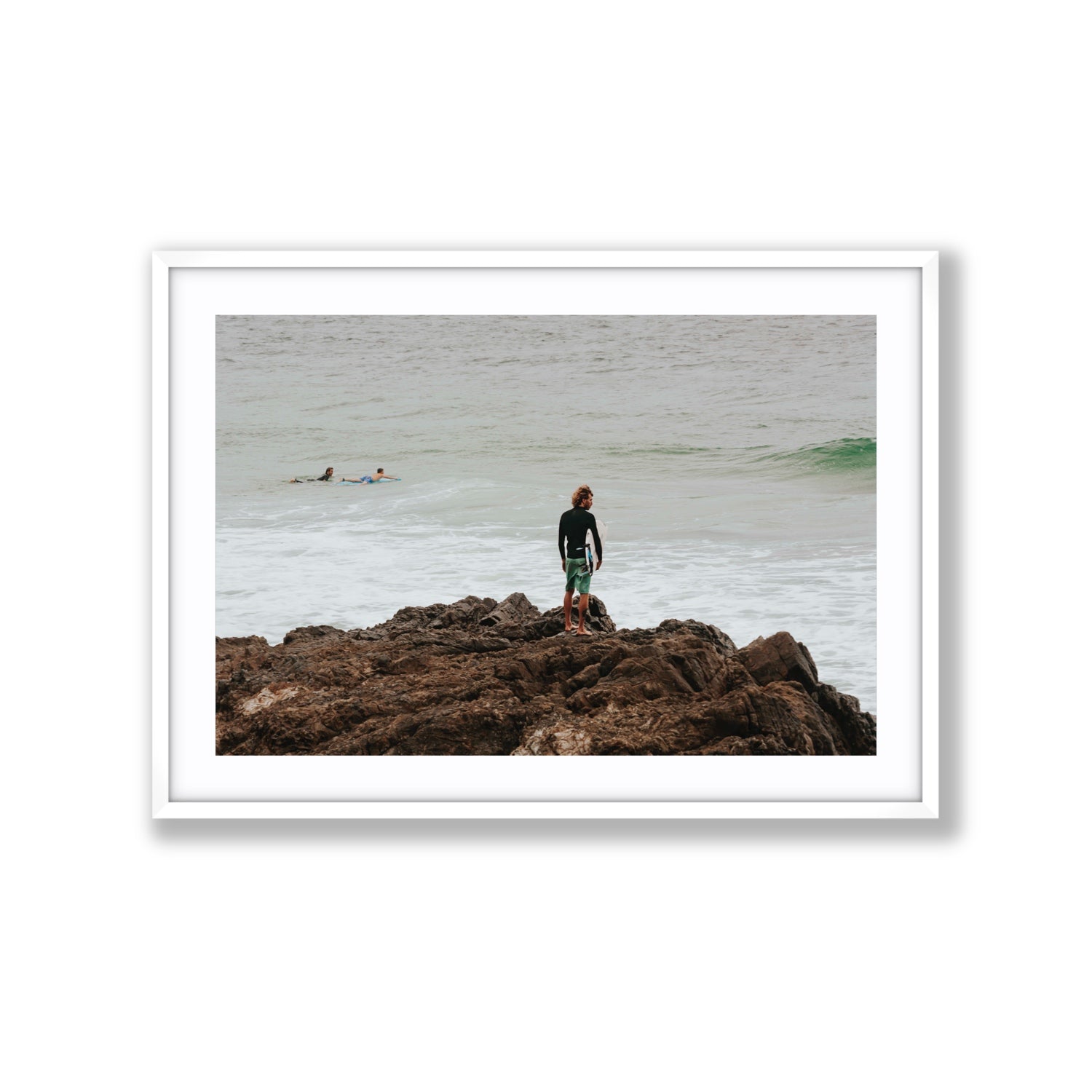 Let The Sea Set You Free Byron Bay Surf wall art Extra Large fine art print in white frame with matboard