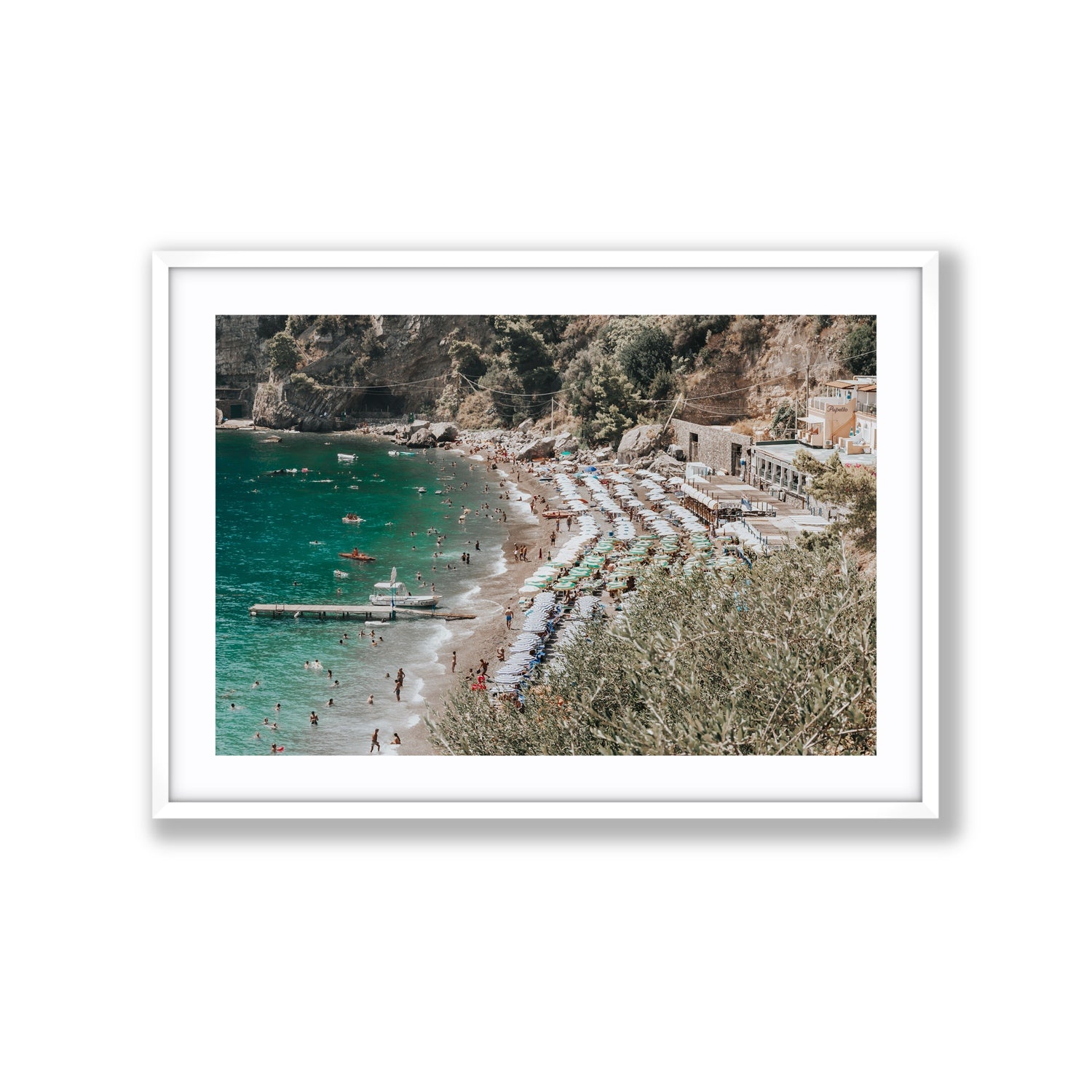 Fornillo Beach fine art print, Positano, Italy, Extra Large, White Frame · Matboard, Fine Art Print