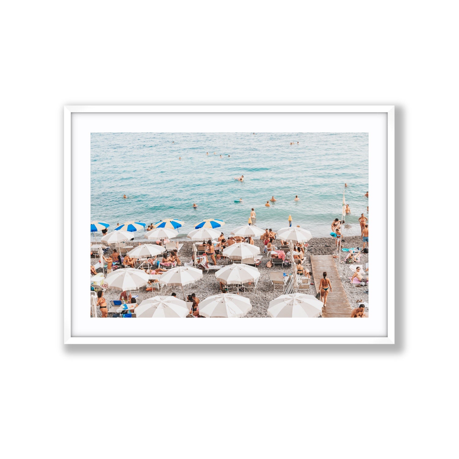 Dreamscape Amalfi Italian beach wall art Extra Large fine art print in white frame with matboard