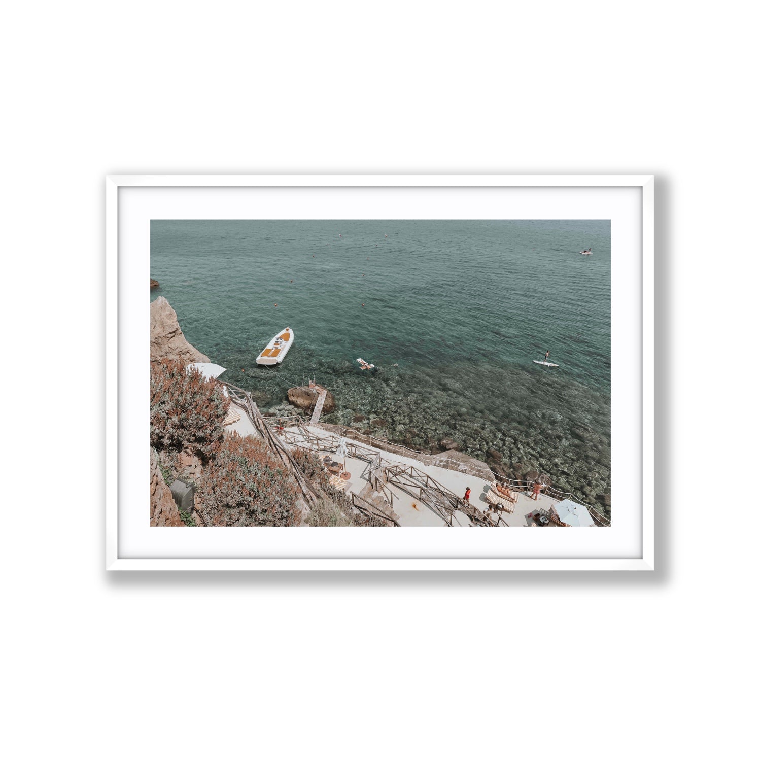 The Lagoon Tuscany coastal Italian wall art Extra Large fine art print in white frame with matboard