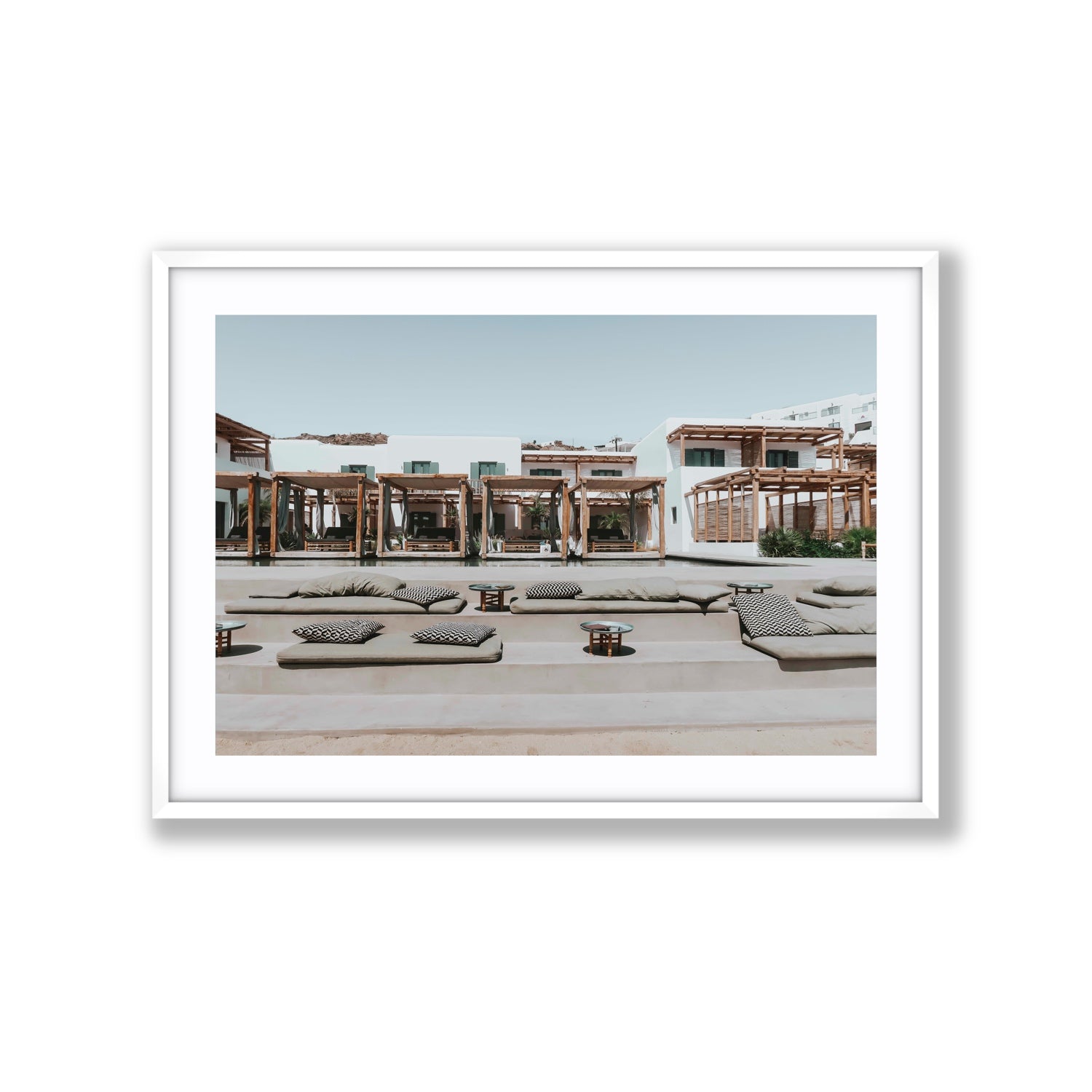 Platis Gialos fine art print, Mykonos, Greece, Extra Large, White Frame · Matboard, Fine Art Print