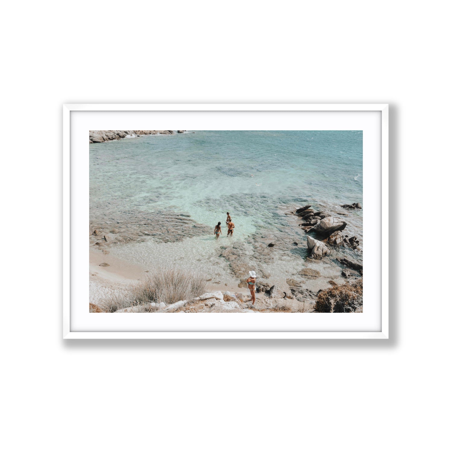 Easy On The Eyes Mykonos Greek island wall art Extra Large fine art print in white frame with matboard