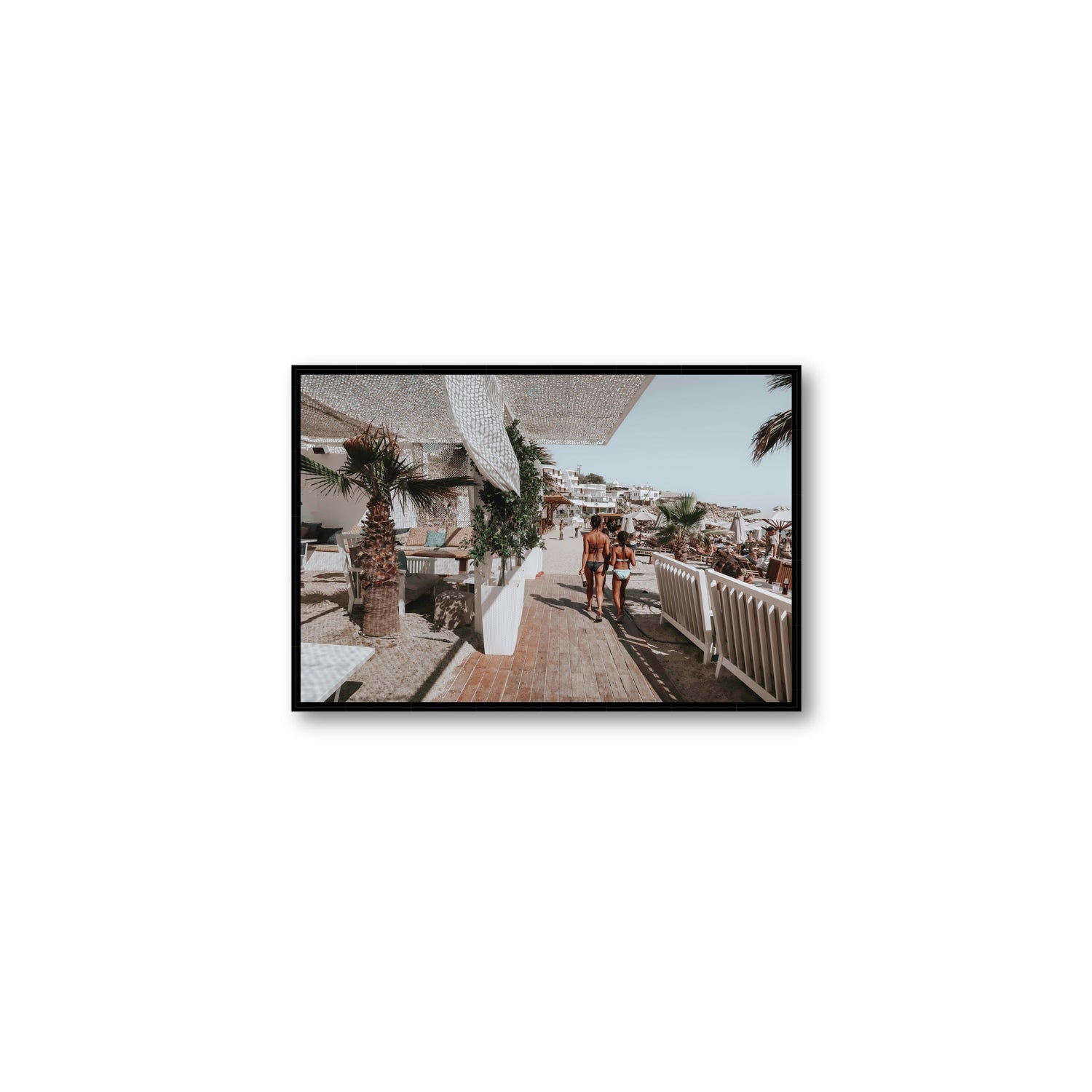 Mitera Kori Mykonos Greek island wall art Medium fine art canvas in black float frame