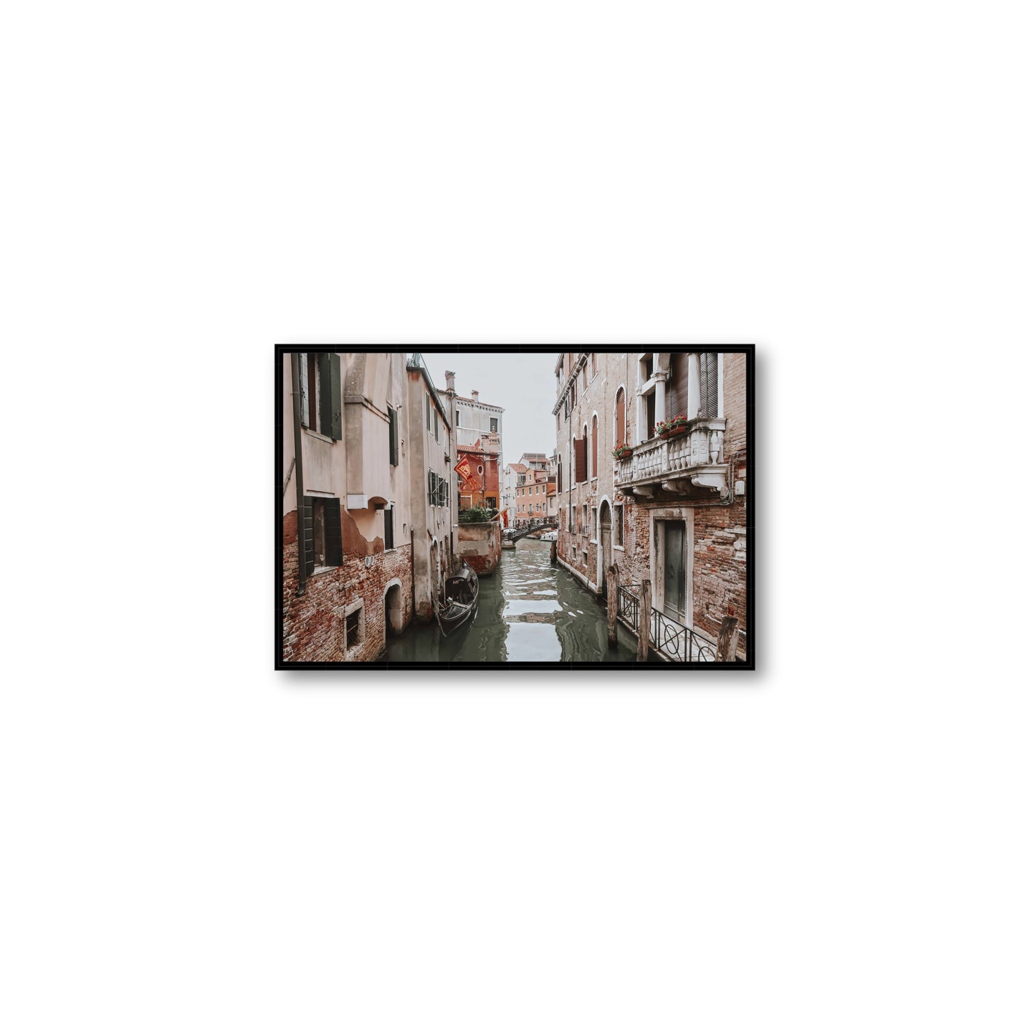 Venetian Gothic Venice Canal Italian wall art Medium fine art canvas in black float frame