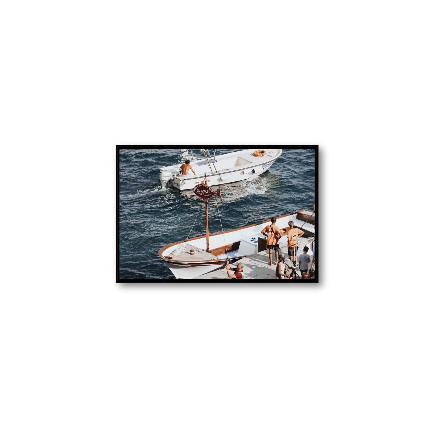 Water Taxi Positano wall art Medium fine art canvas in black float frame