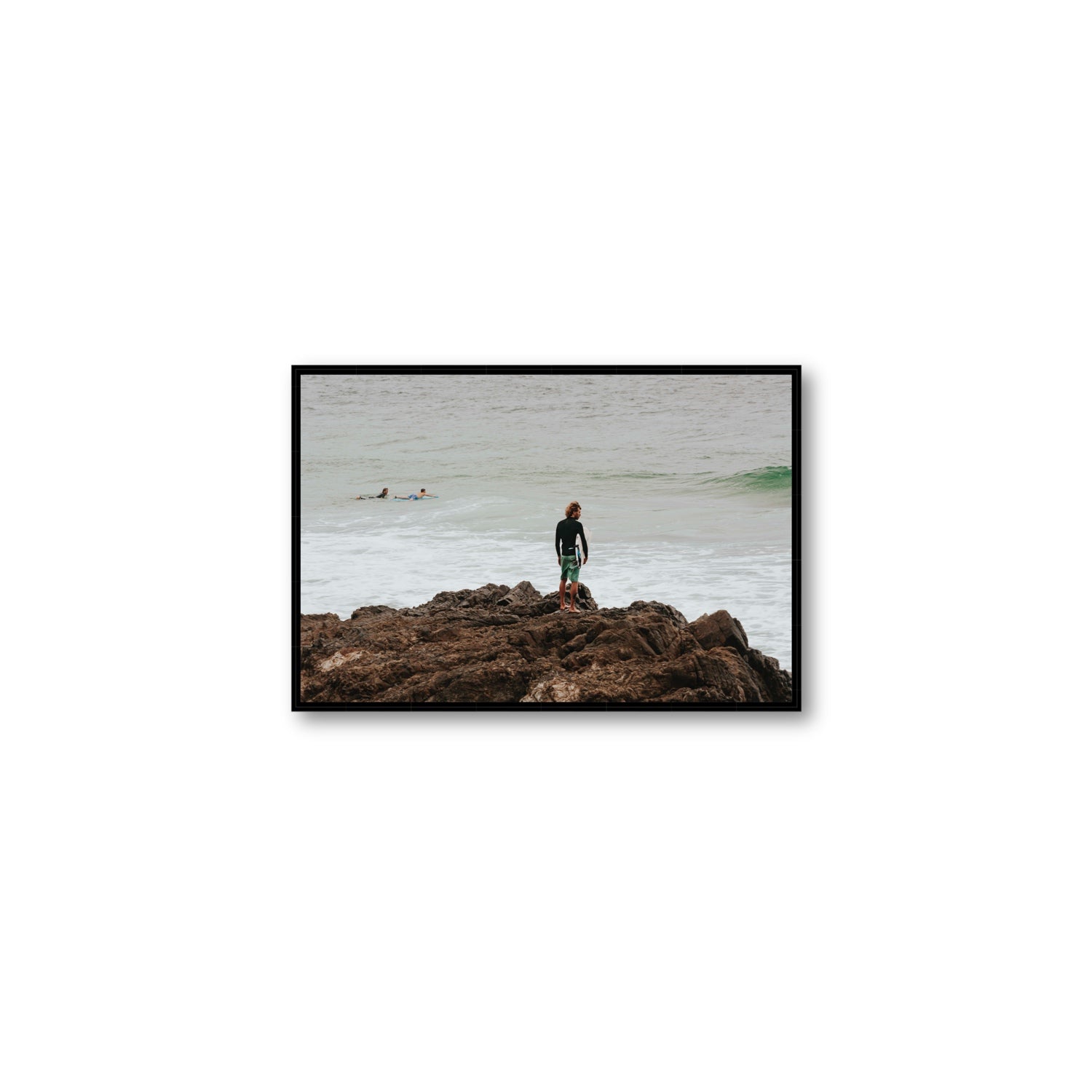 Let The Sea Set You Free Byron Bay Surf wall art Medium fine art canvas in black float frame