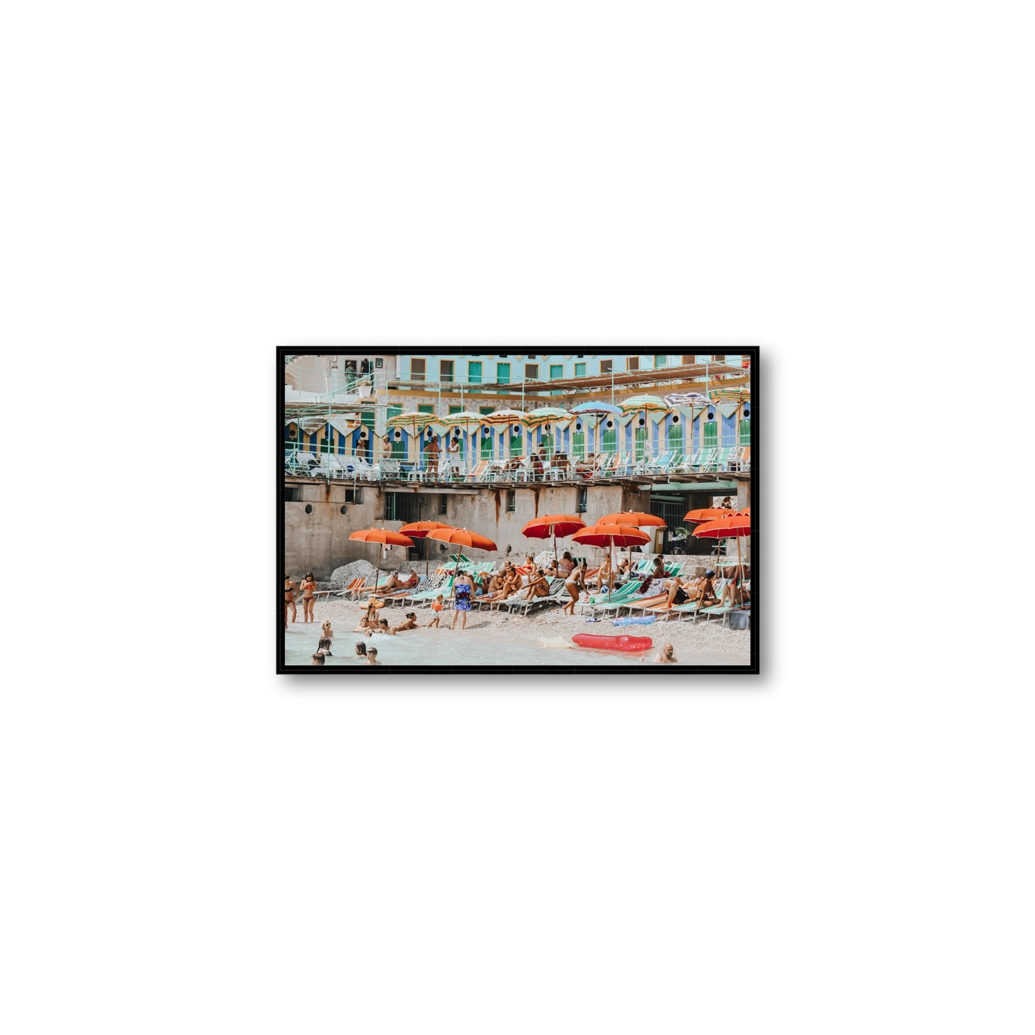 Umbrella Fiesta fine art print, Capri, Italy, Medium, Black Float Frame, Fine Art Canvas