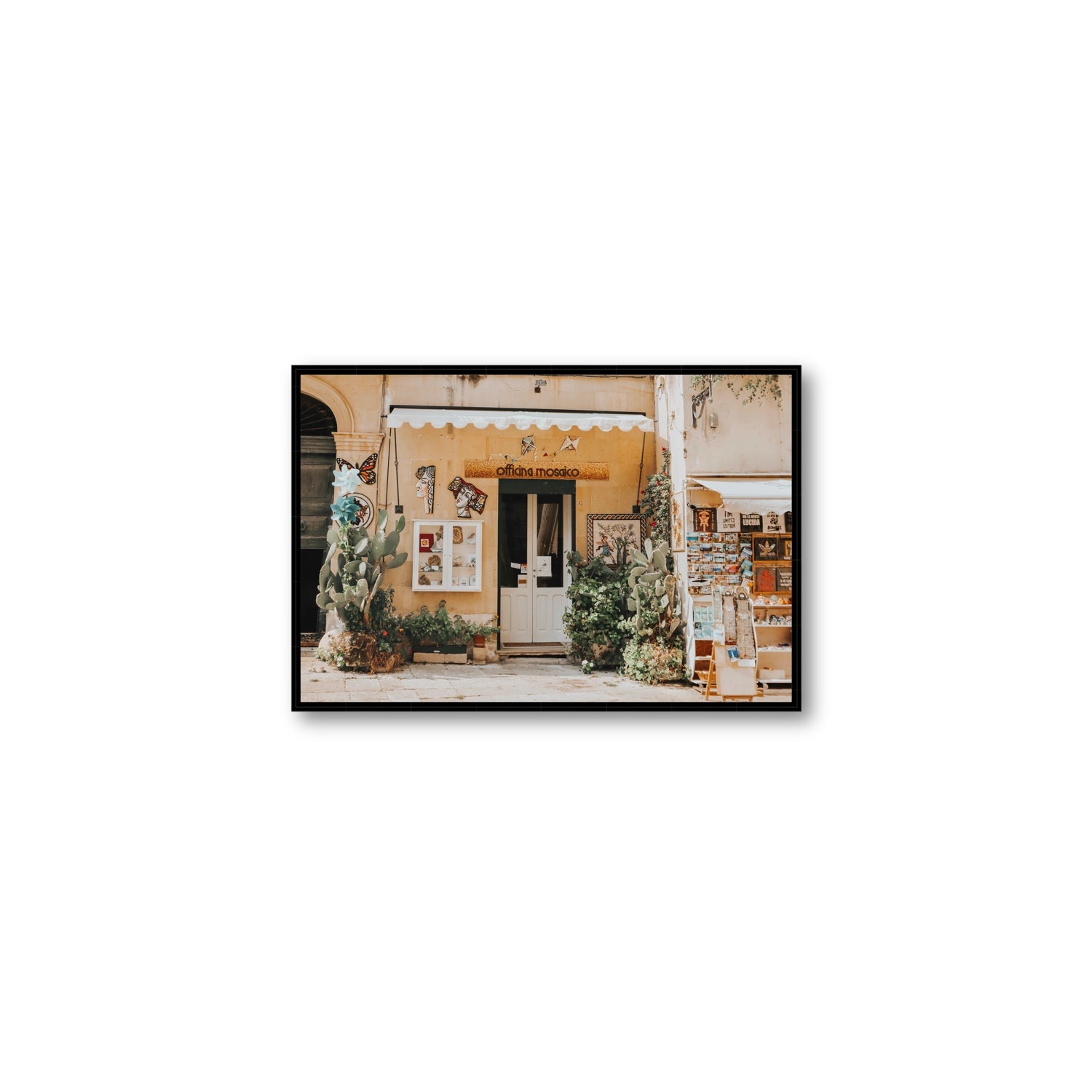 Mosaic Workshop Puglia Italian wall art Medium fine art canvas in black float frame