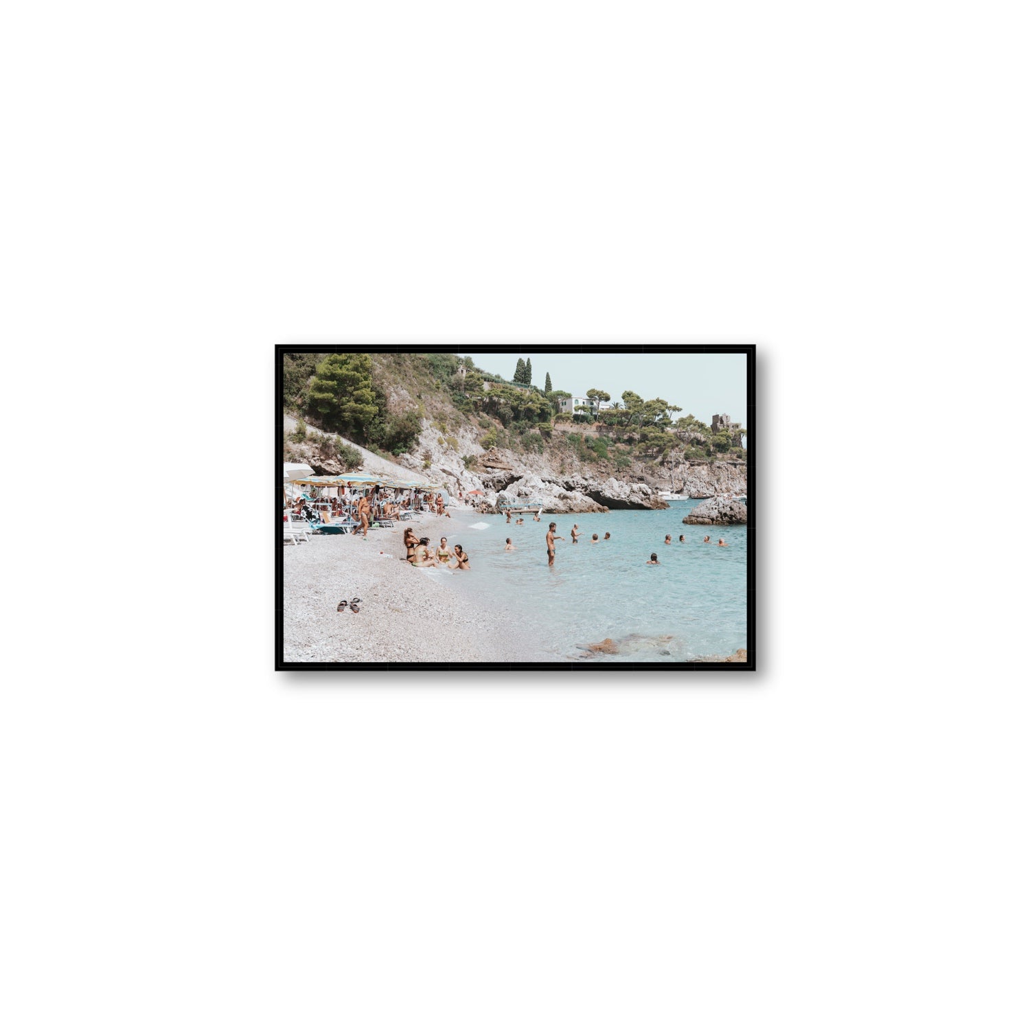 La Vacanza Amalfi Mediterranean wall art Medium fine art canvas in black float frame