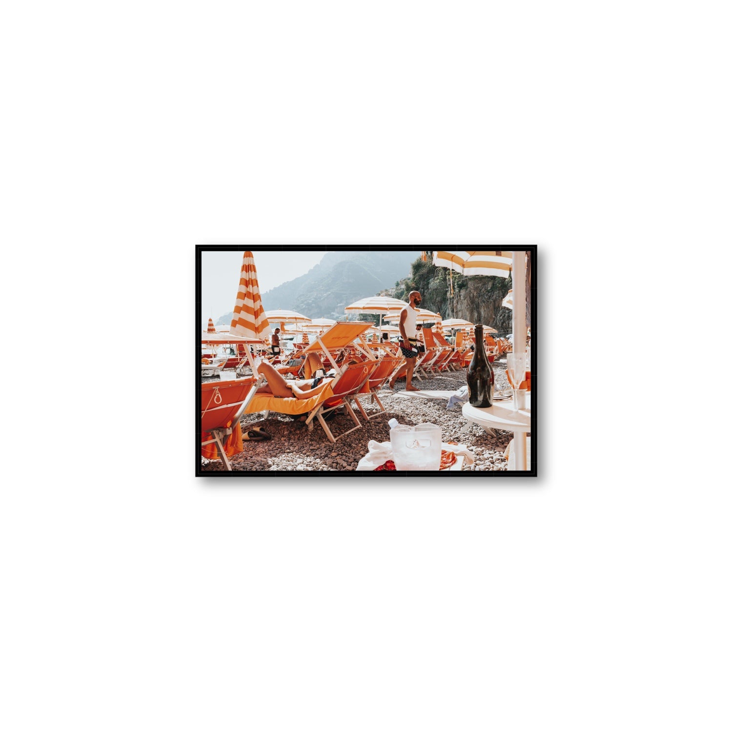 Zesty Shade Positano wall art Medium fine art canvas in black float frame