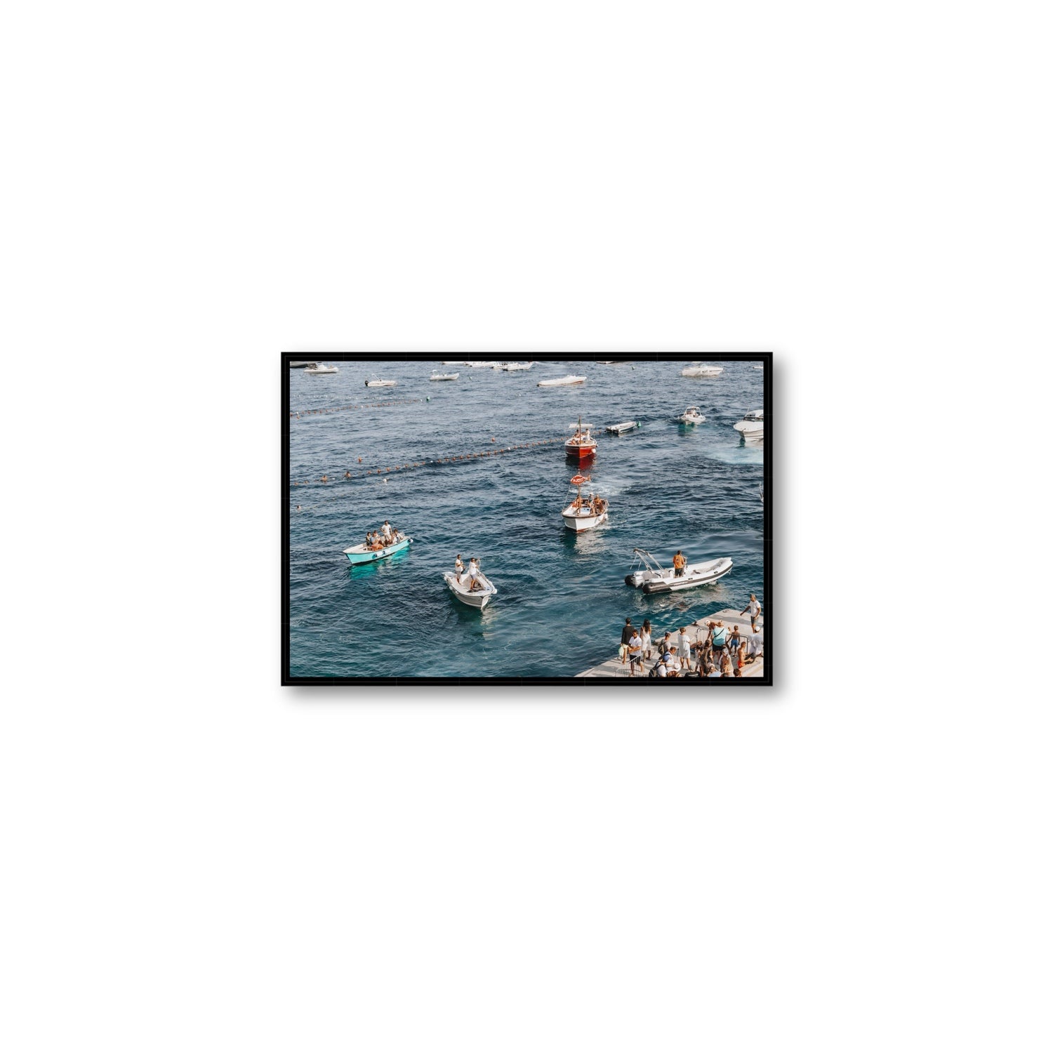 Nautical Parade Positano wall art Medium fine art canvas in black float frame