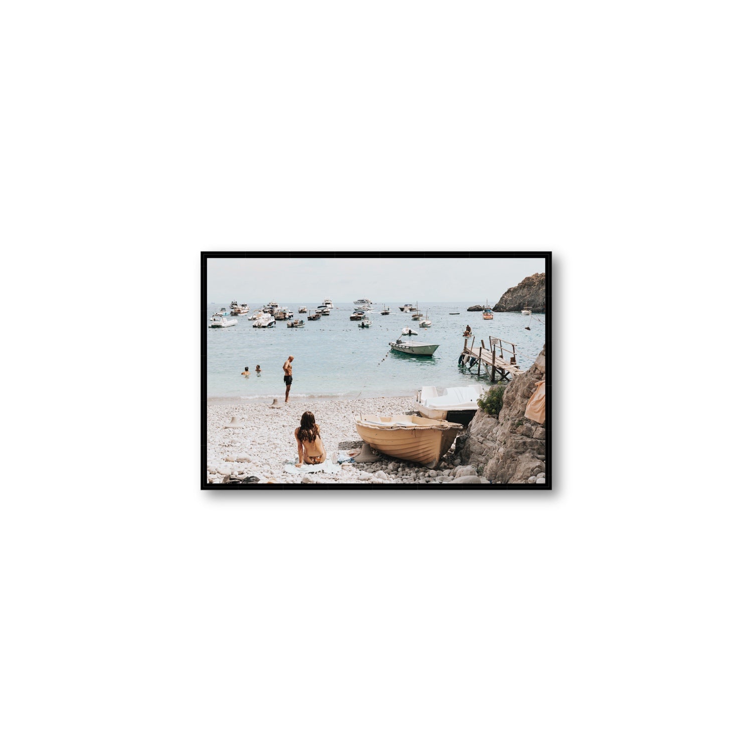 L'Osservatore Nerano wall art Medium fine art canvas in black float frame