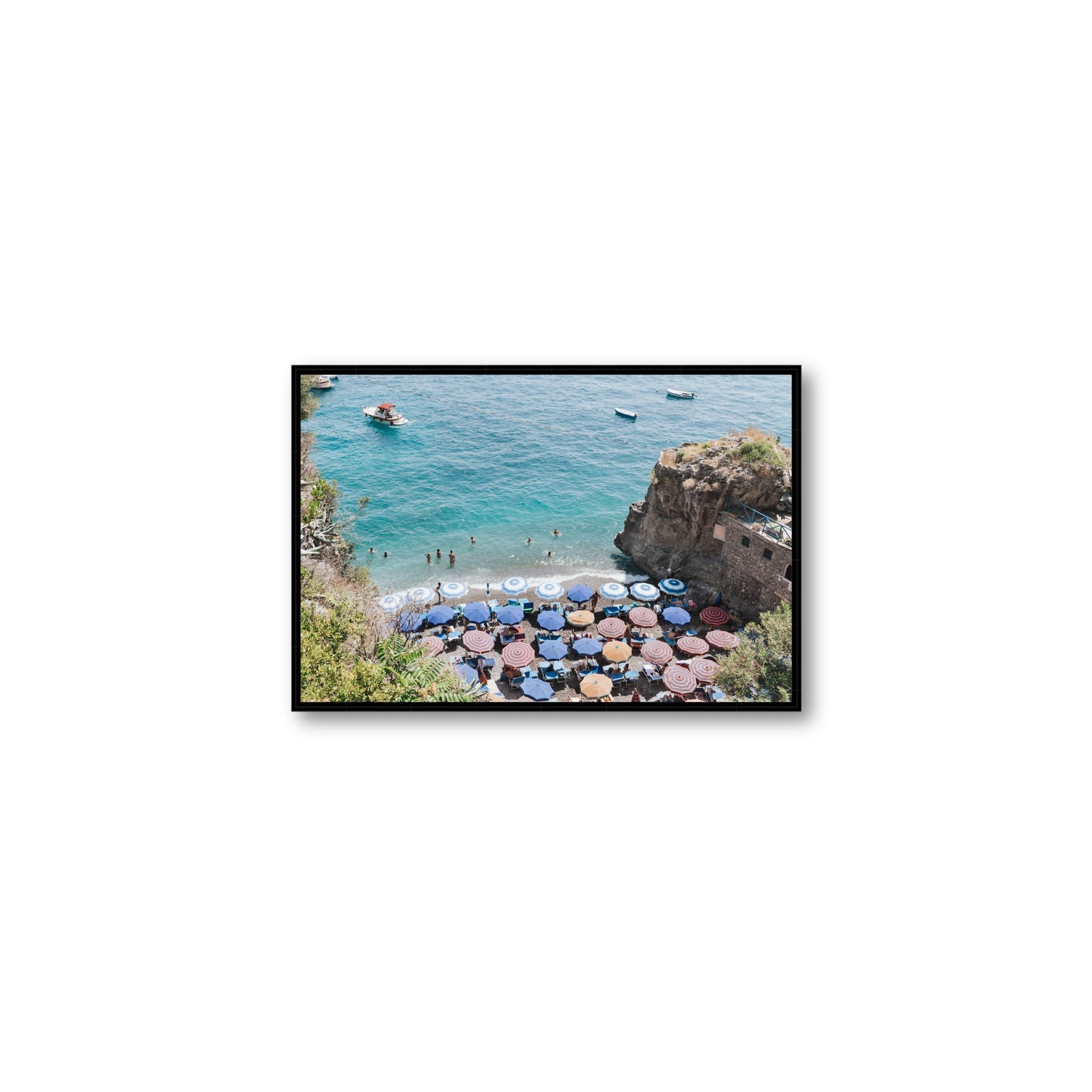 The Cove fine art print, Positano, Italy, Medium, Black Float Frame, Fine Art Canvas