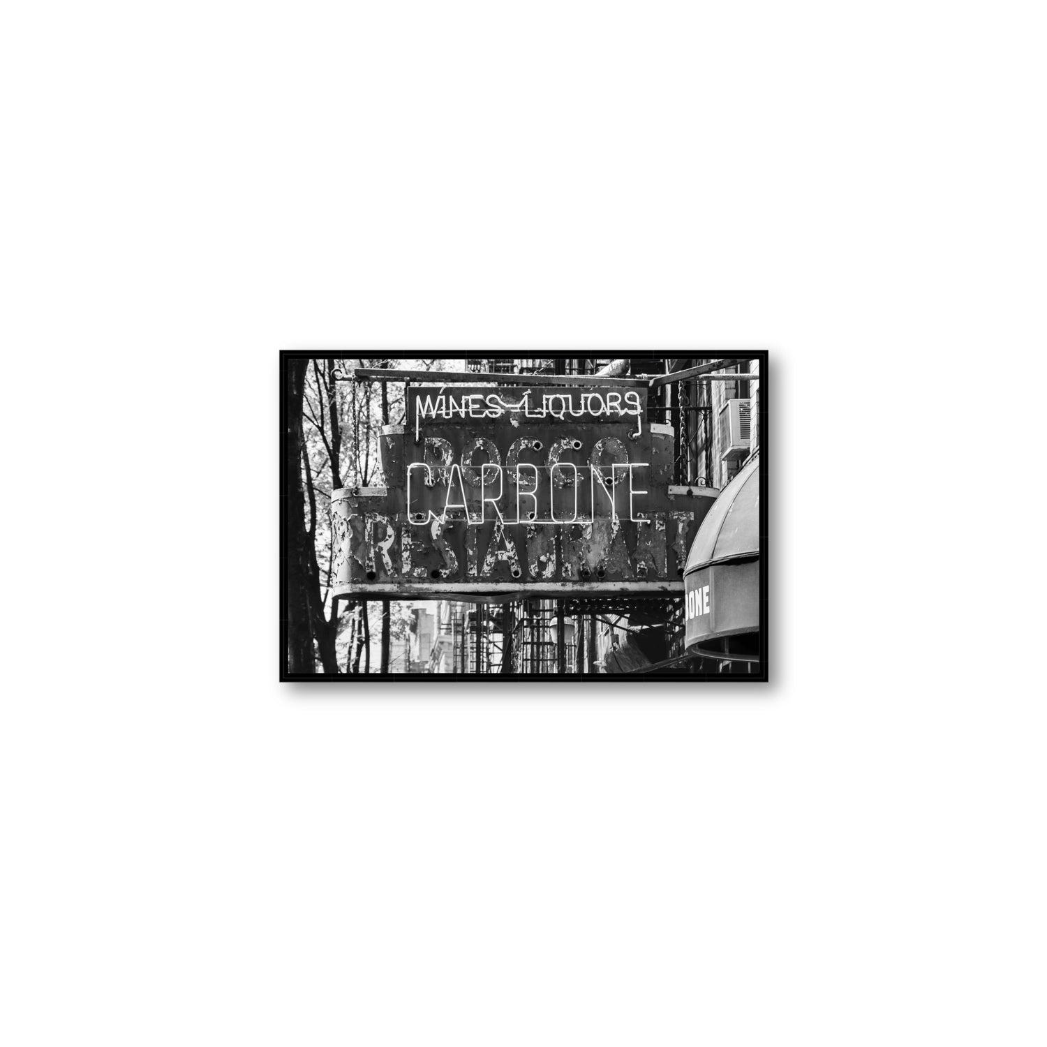 Thompson Street New York NYC Black & White wall art Medium fine art canvas in black float frame