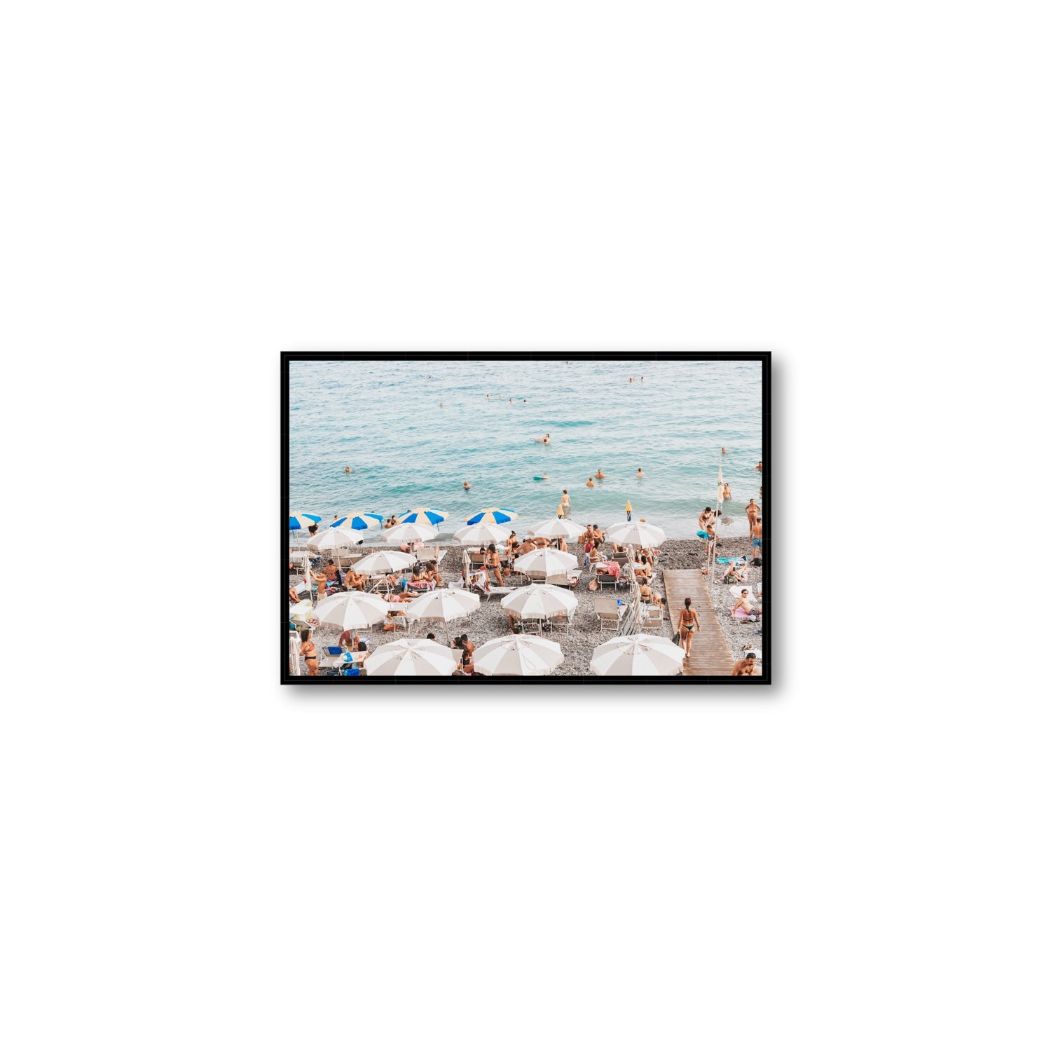 Dreamscape Amalfi Italian beach wall art Medium fine art canvas in black float frame