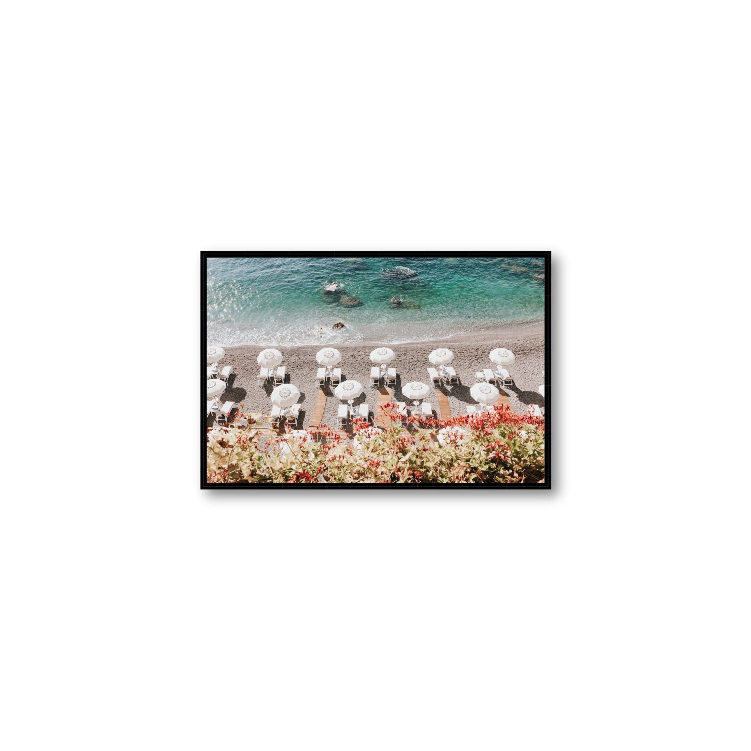 Coastal Charms fine art print, Amalfi, Italy, Medium, Black Float Frame, Fine Art Canvas