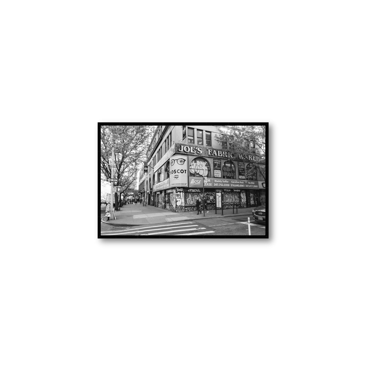 Wall Poetry New York NYC Black & White wall art Medium fine art canvas in black float frame