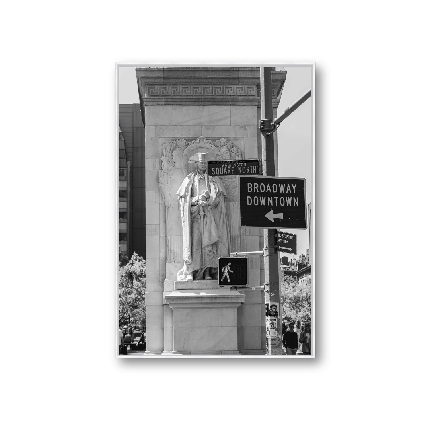 Silent Sentinels New York NYC Black & White wall art Giant fine art canvas in white float frame