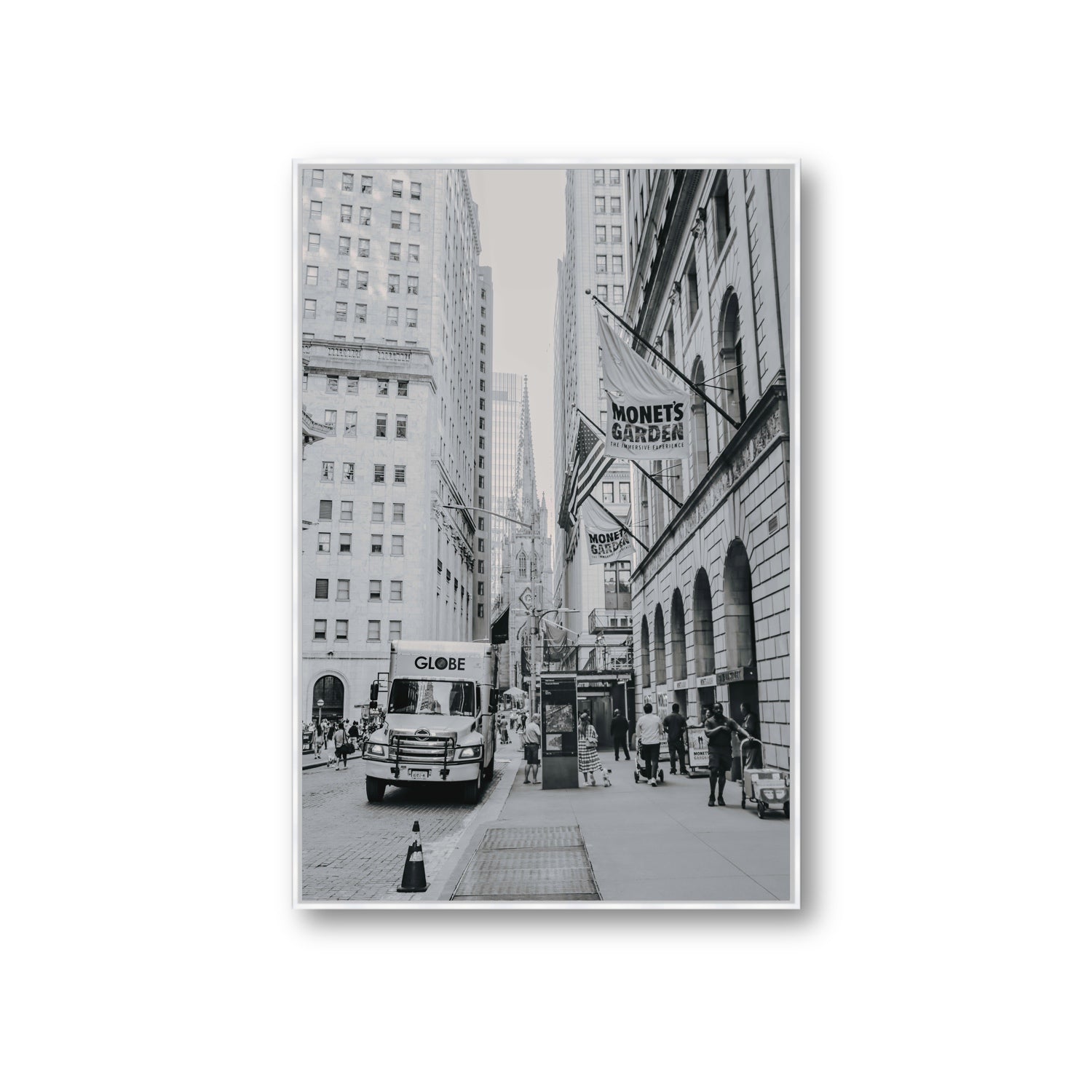 Metropolitan Monotone New York NYC Black & White wall art Giant fine art canvas in white float frame