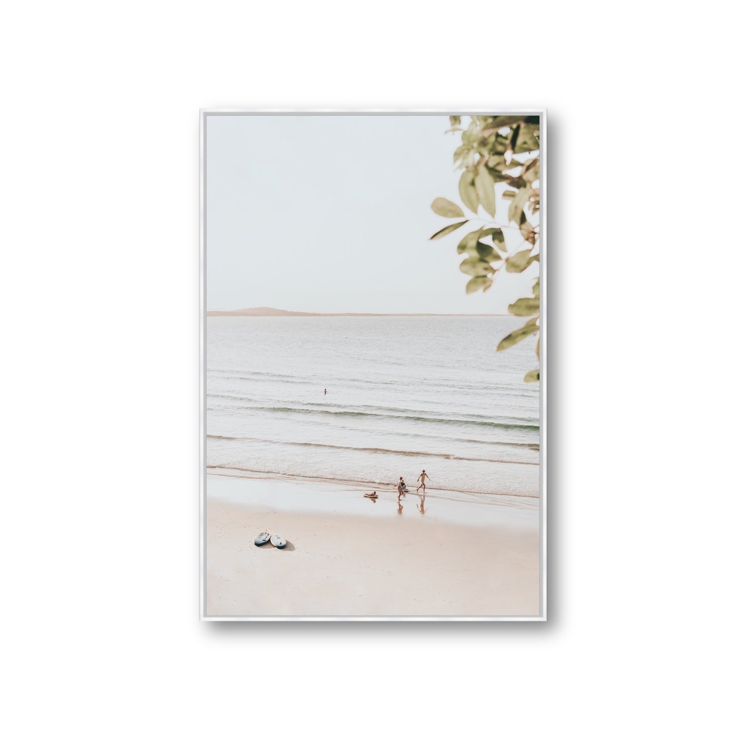 Walking On Sunshine fine art print, Noosa, Australia, coastal scenes artwork, Giant, White Float Frame, Fine Art Canvas