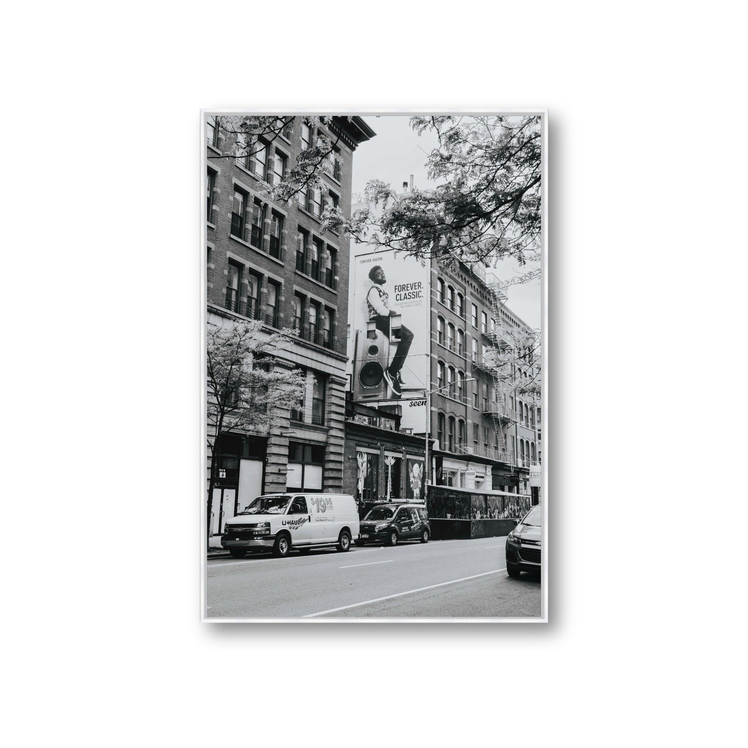 Forever Classic New York NYC Black & White wall art Giant fine art canvas in white float frame