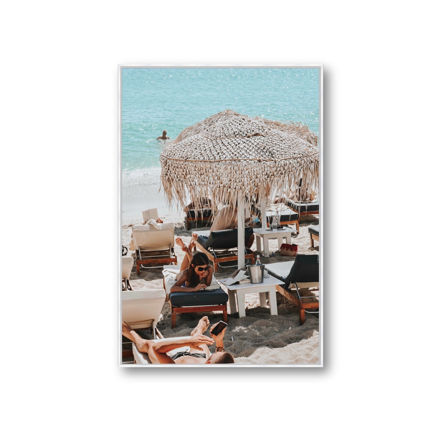 In The Zone Mykonos Greek island wall art Giant fine art canvas in white float frame
