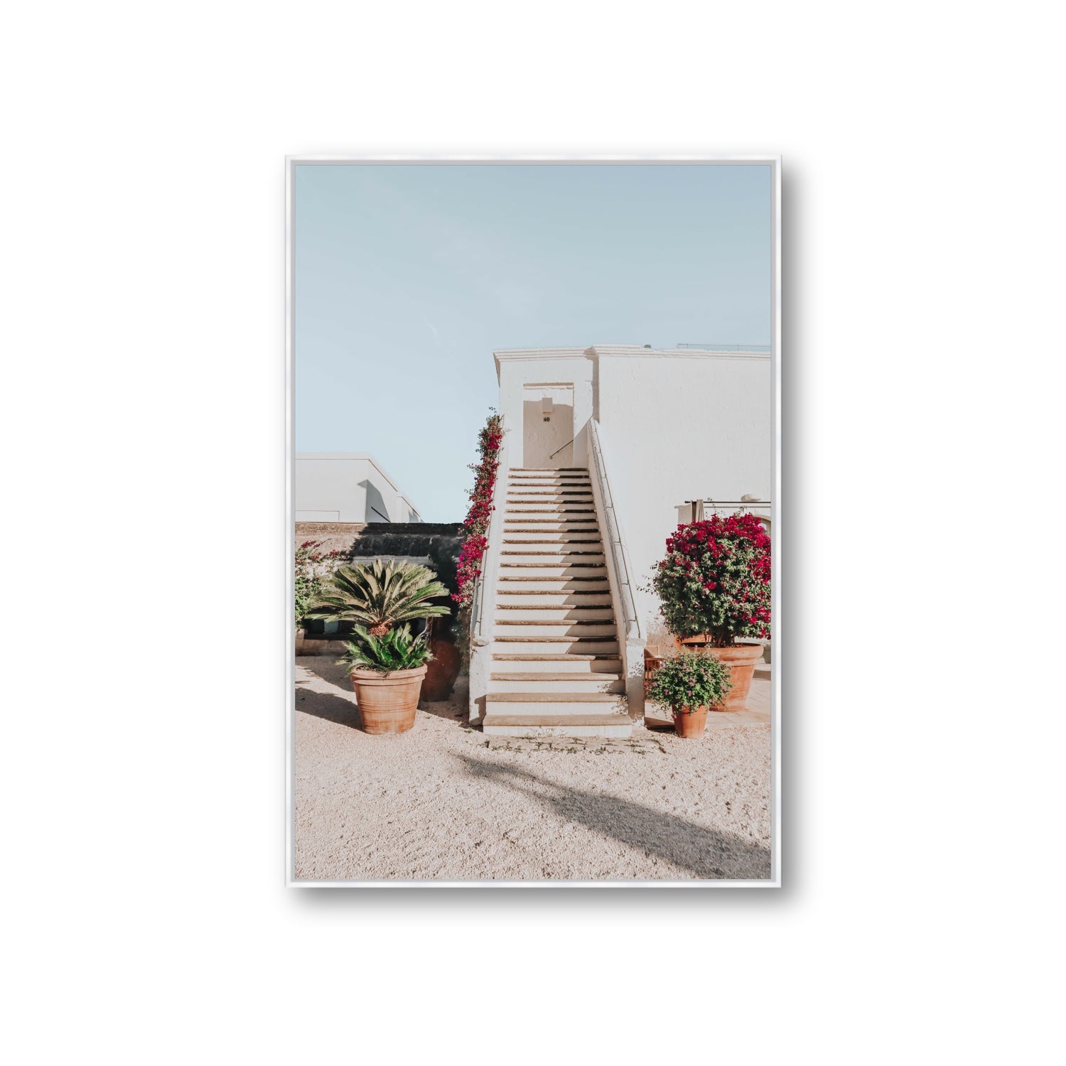 Tranquil Ascent Puglia Italian wall art Giant fine art canvas in white float frame