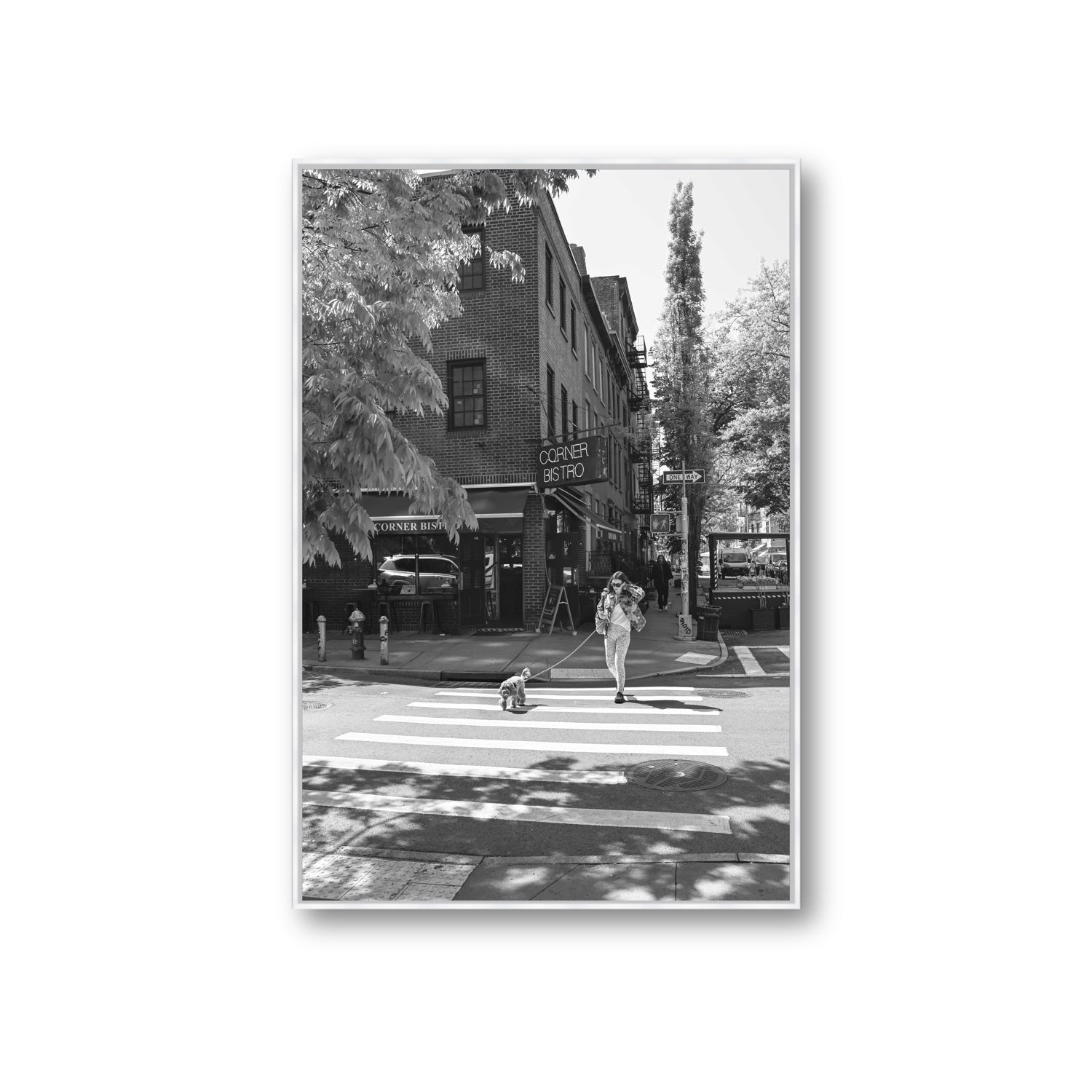 Sunlit Stroll New York NYC Black & White wall art Giant fine art canvas in white float frame