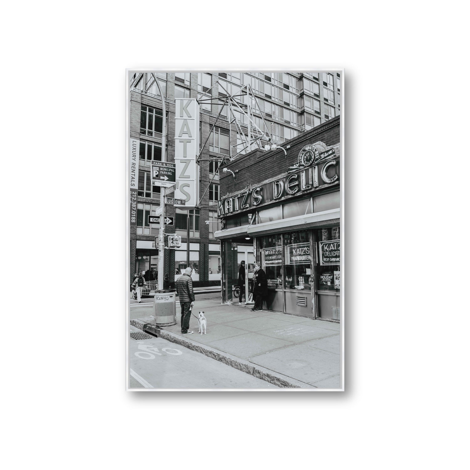 Graphite Gotham New York NYC Black & White wall art Giant fine art canvas in white float frame
