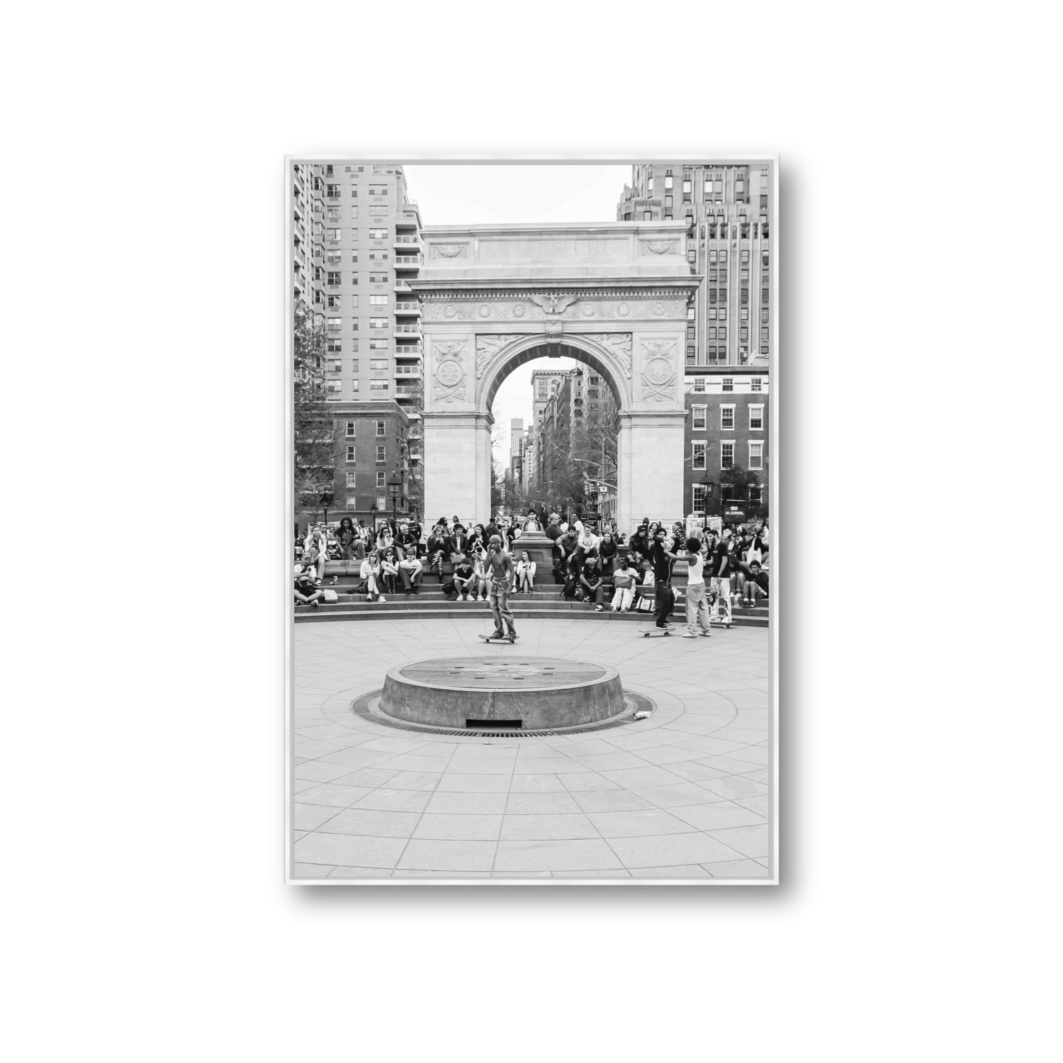 Concrete Conqueror New York NYC Skateboard wall art Giant fine art canvas in white float frame