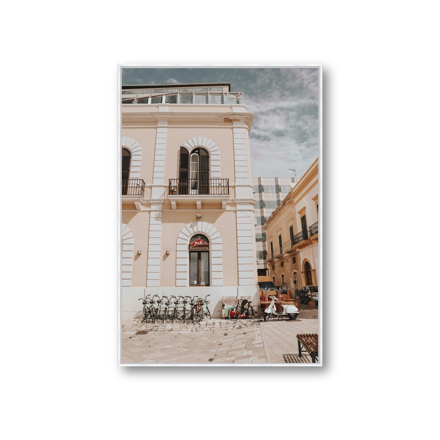 Rosticceria Puglia Italian wall art Giant fine art canvas in white float frame