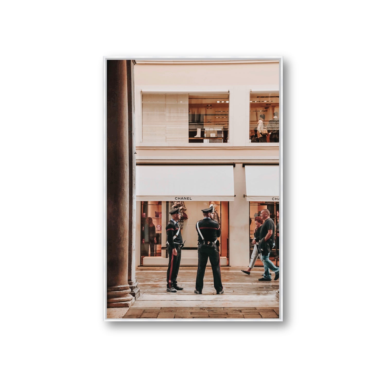 Style Police Venice Italian wall art Giant fine art canvas in white float frame