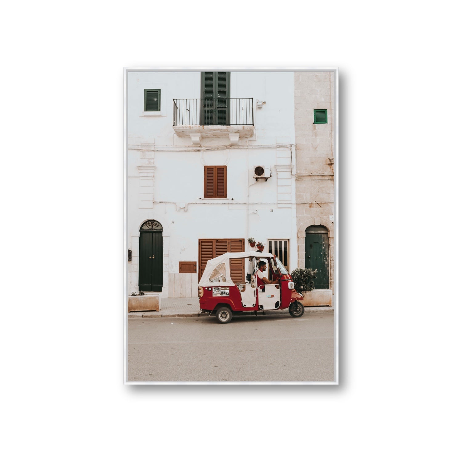 Groovy Piaggio Puglia Italian wall art Giant fine art canvas in white float frame