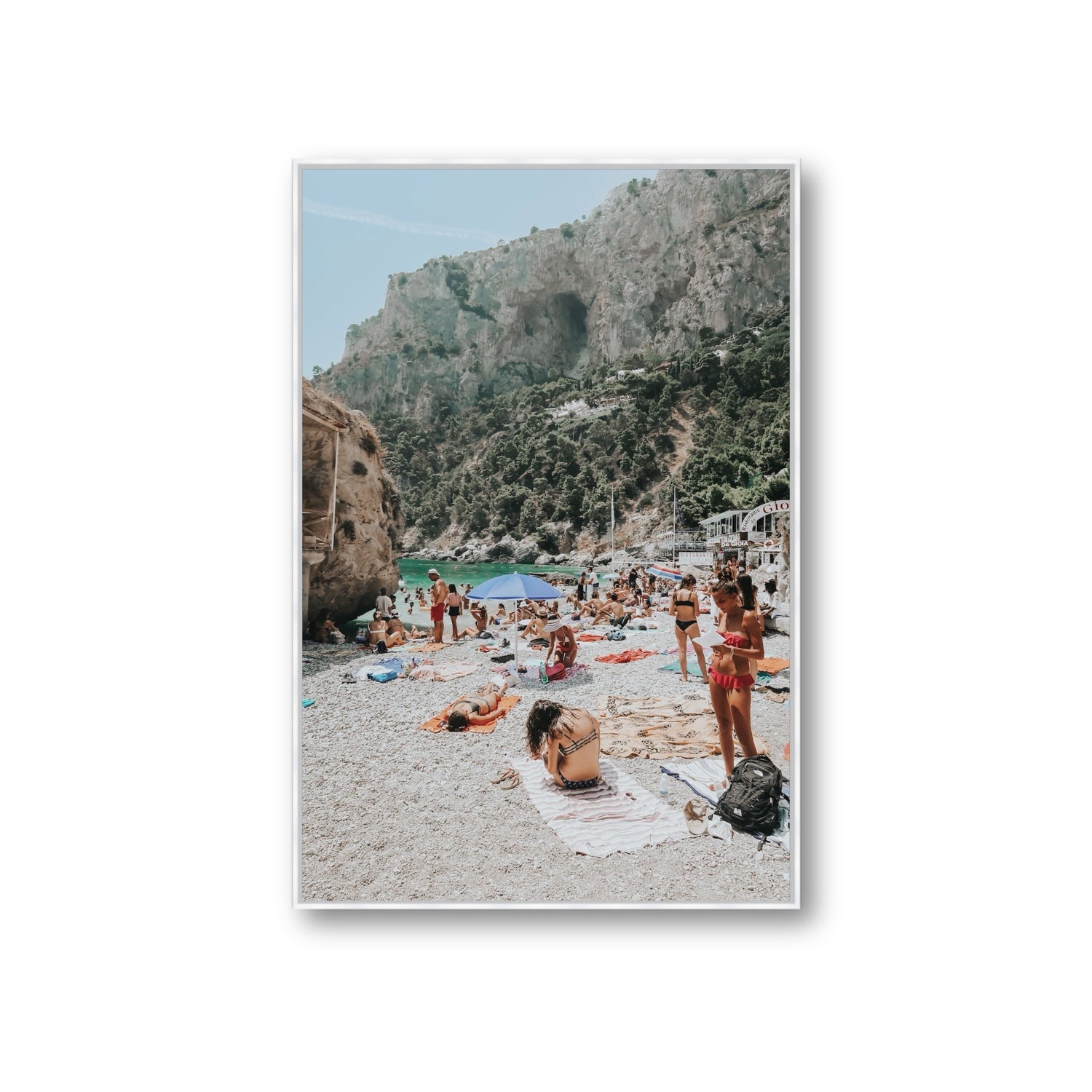 Marina Piccola Capri Mediterranean wall art Giant fine art canvas in white float frame
