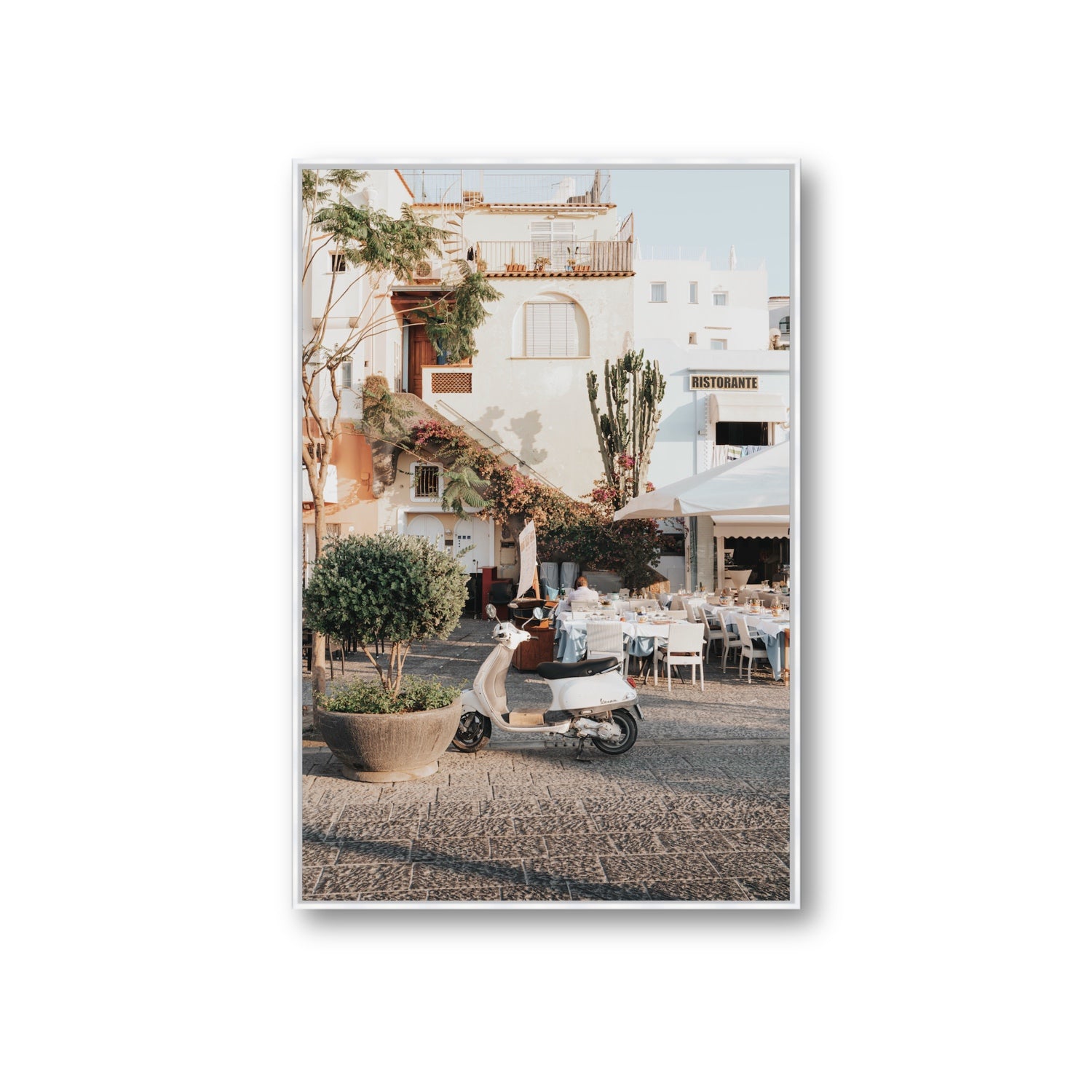 Ristorante Ischia Italian Mediterranean decor wall art Giant fine art canvas in white float frame
