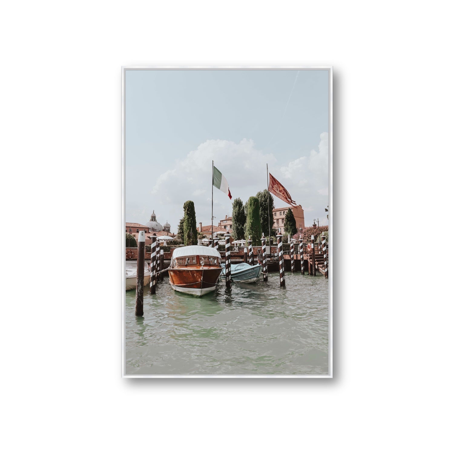 Cipriani Venice wall art Giant fine art canvas in white float frame