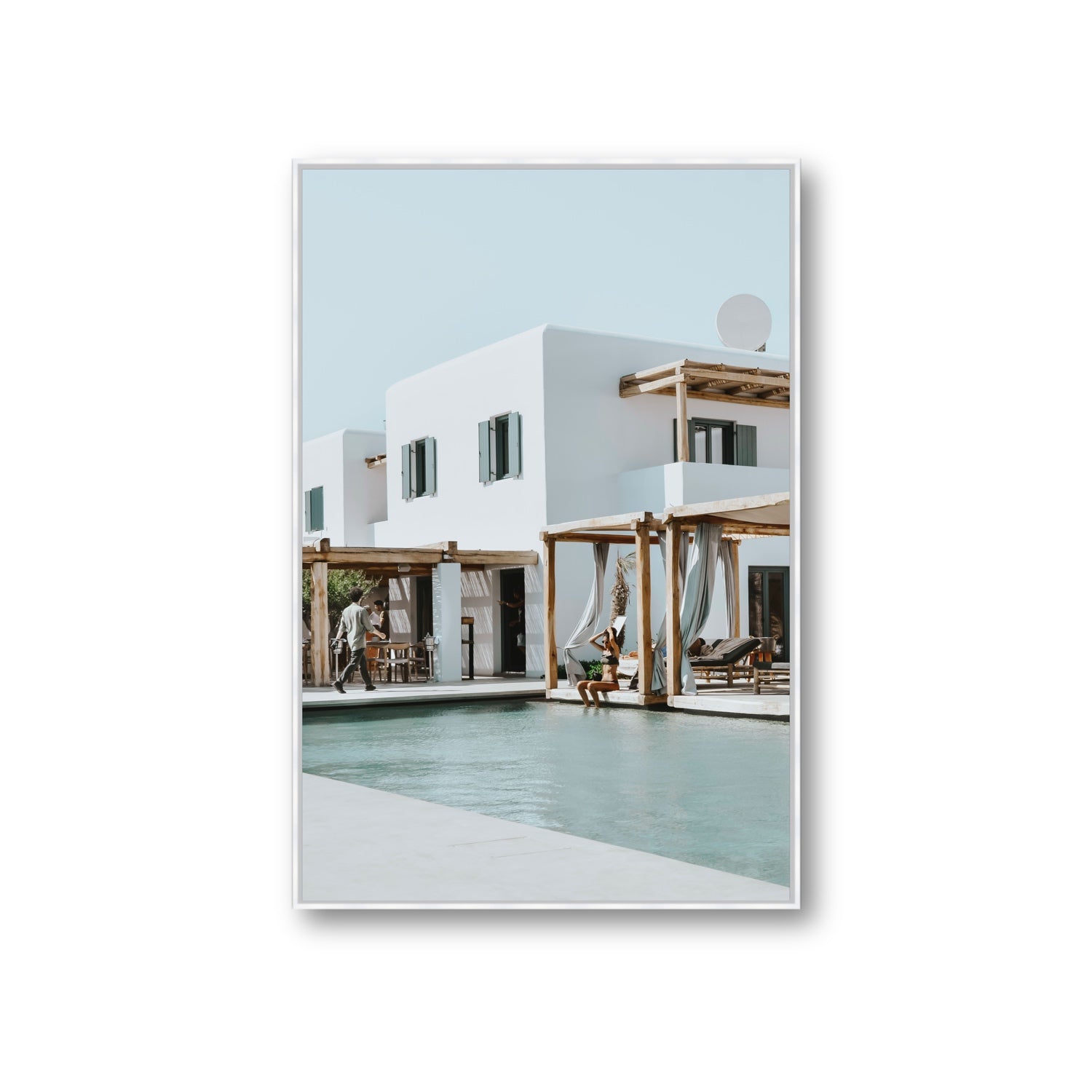 Aphrodite Mykonos Greek island wall art Giant fine art canvas in white float frame