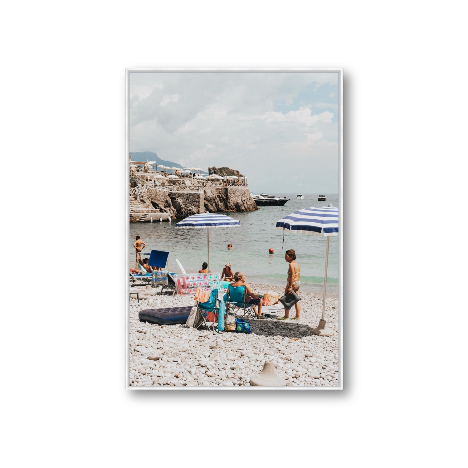 Couple Goals Nerano Amalfi Coast coastal wall art Giant fine art canvas in white float frame