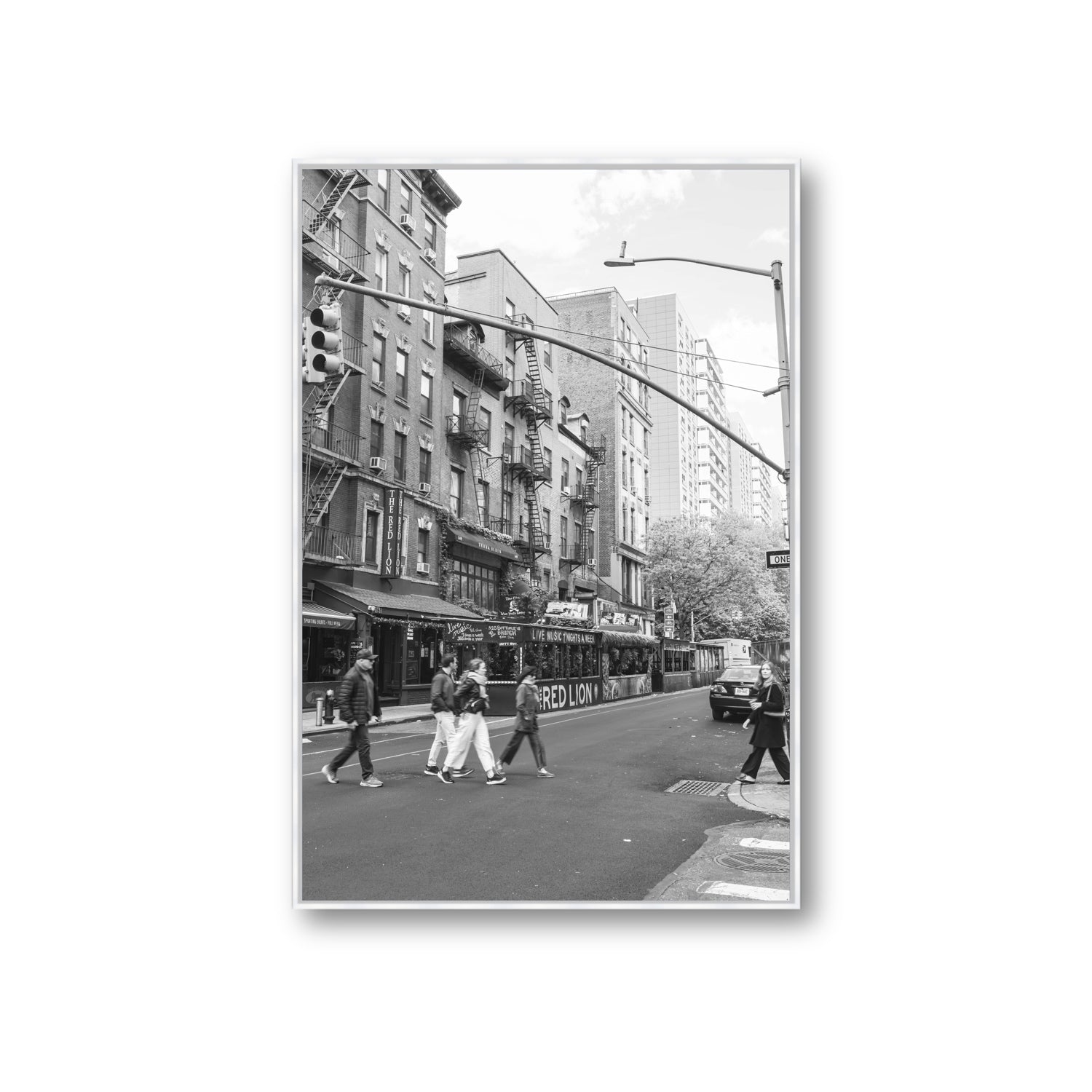 Spectral Streets New York NYC Black & White wall art Giant fine art canvas in white float frame