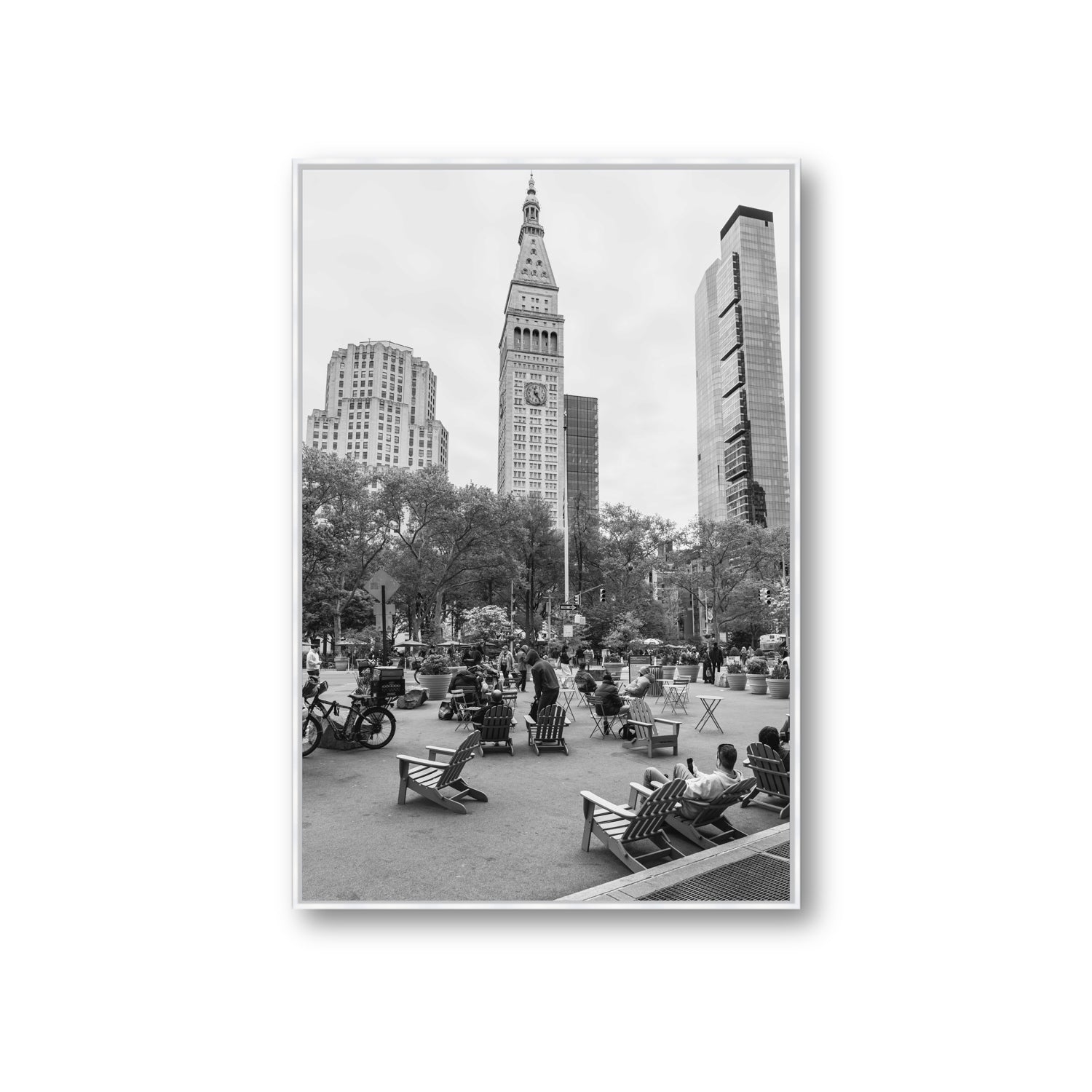 Timeless New York New York NYC Black & White wall art Giant fine art canvas in white float frame