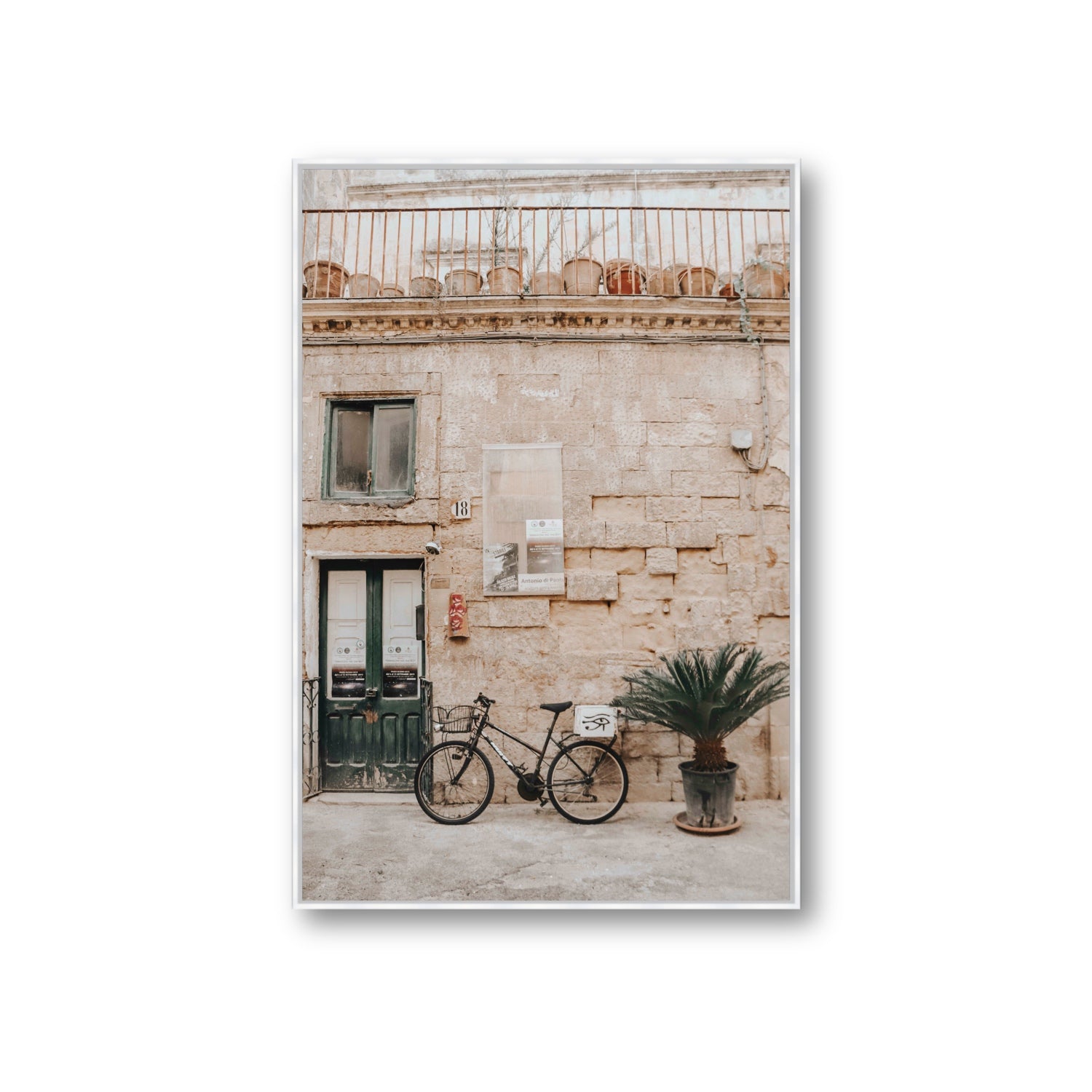 Golden Facades Puglia Lecce Italian wall art Giant fine art canvas in white float frame