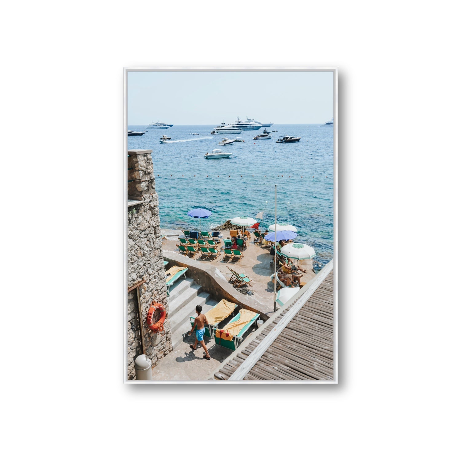 Canzone di Capri Capri Italian beach wall art Giant fine art canvas in white float frame