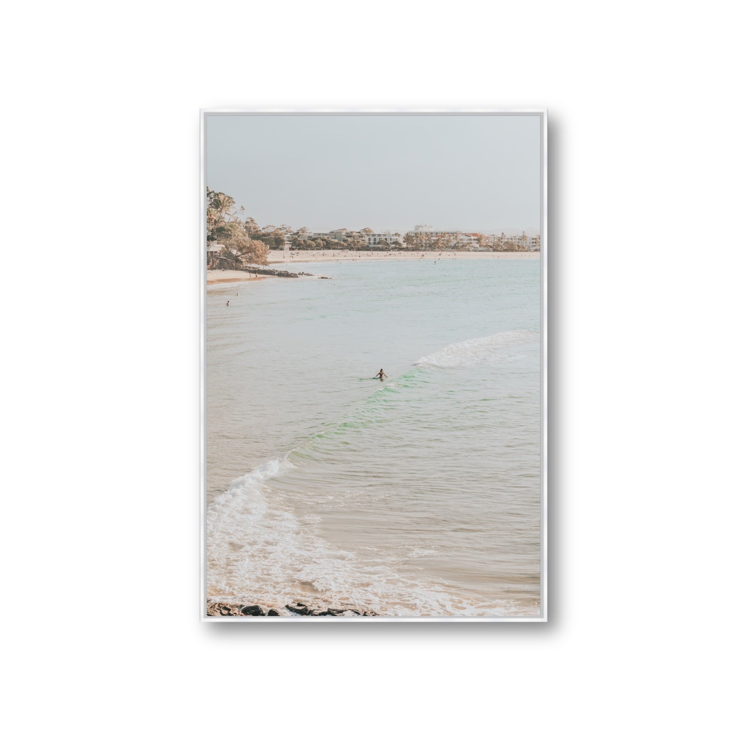 Salt Reverie fine art print, Noosa, Australia, coastal scenes artwork, Giant, White Float Frame, Fine Art Canvas