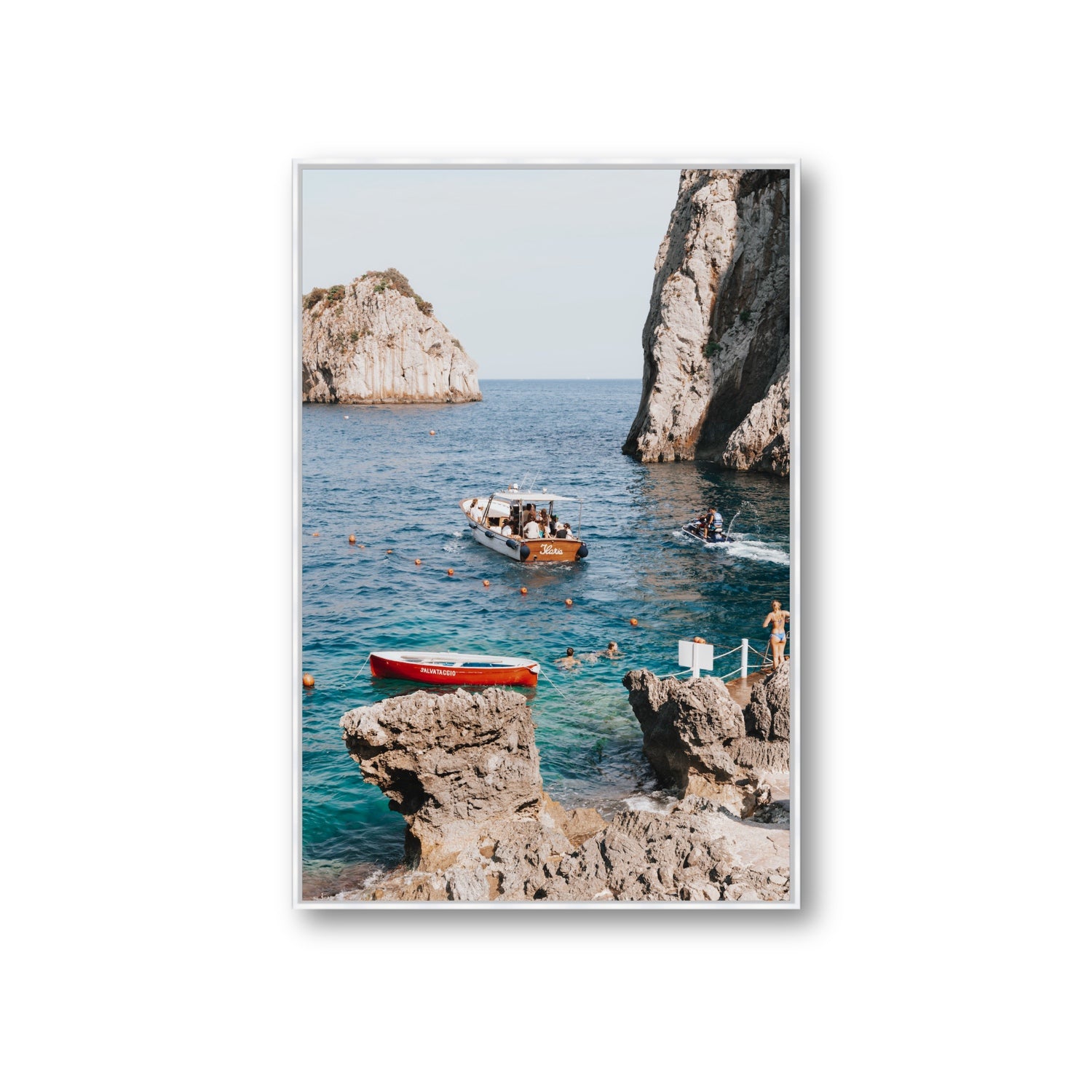 Set Sail fine art print, Capri, Italy, Giant, White Float Frame, Fine Art Canvas