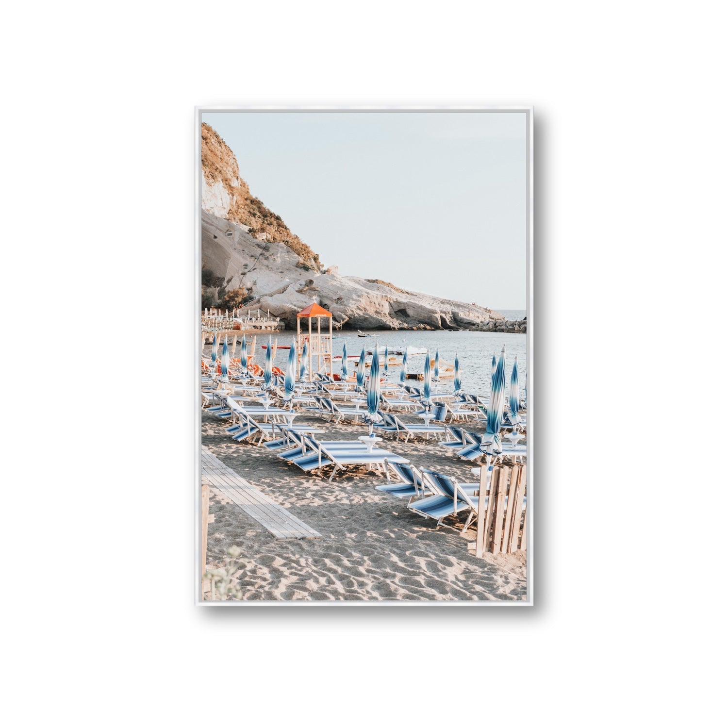 The Golden Hour Ischia Italian coastal wall art Giant fine art canvas in white float frame